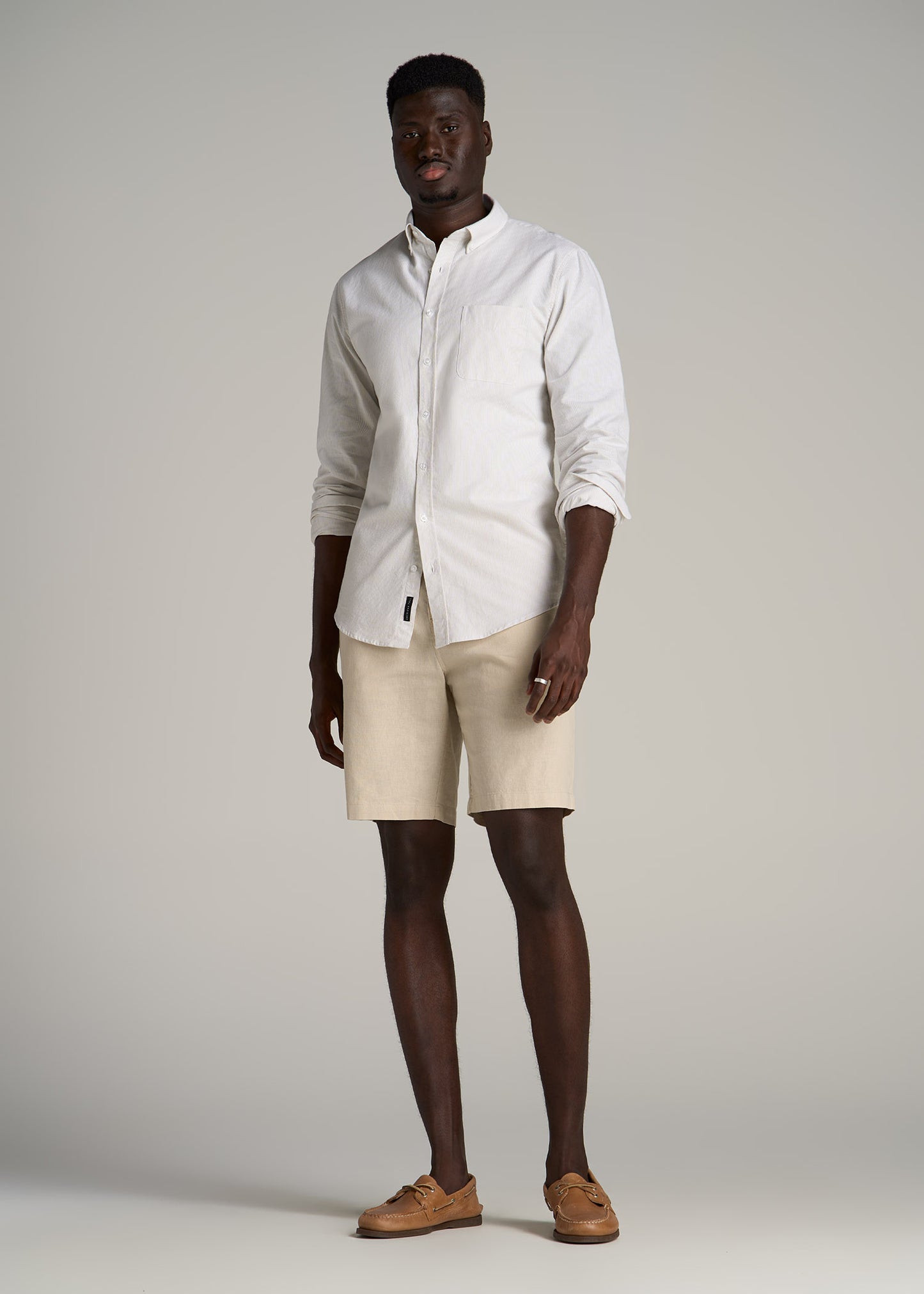 Linen Shorts For Tall Men in Sandstone