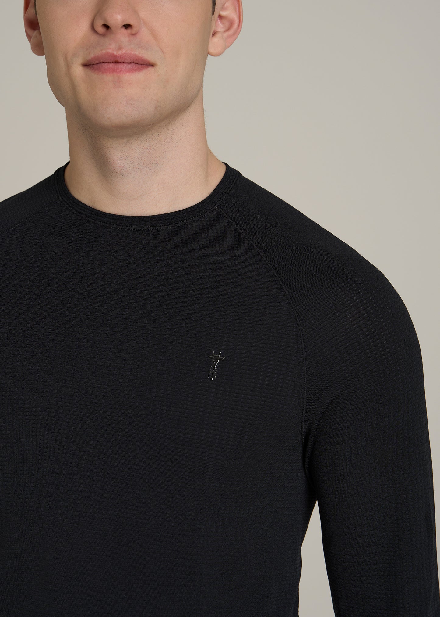 Long Sleeve Vented Training Top for Tall Men in Black