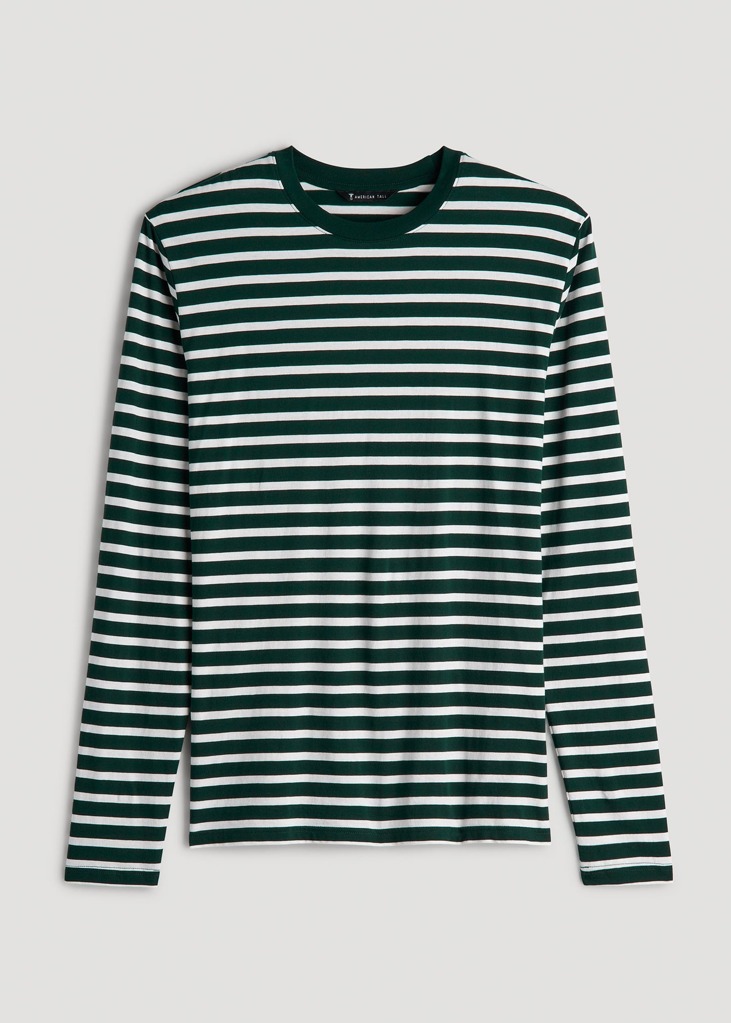 Long Sleeve Striped Tall Men's Tee in Emerald and White Stripe