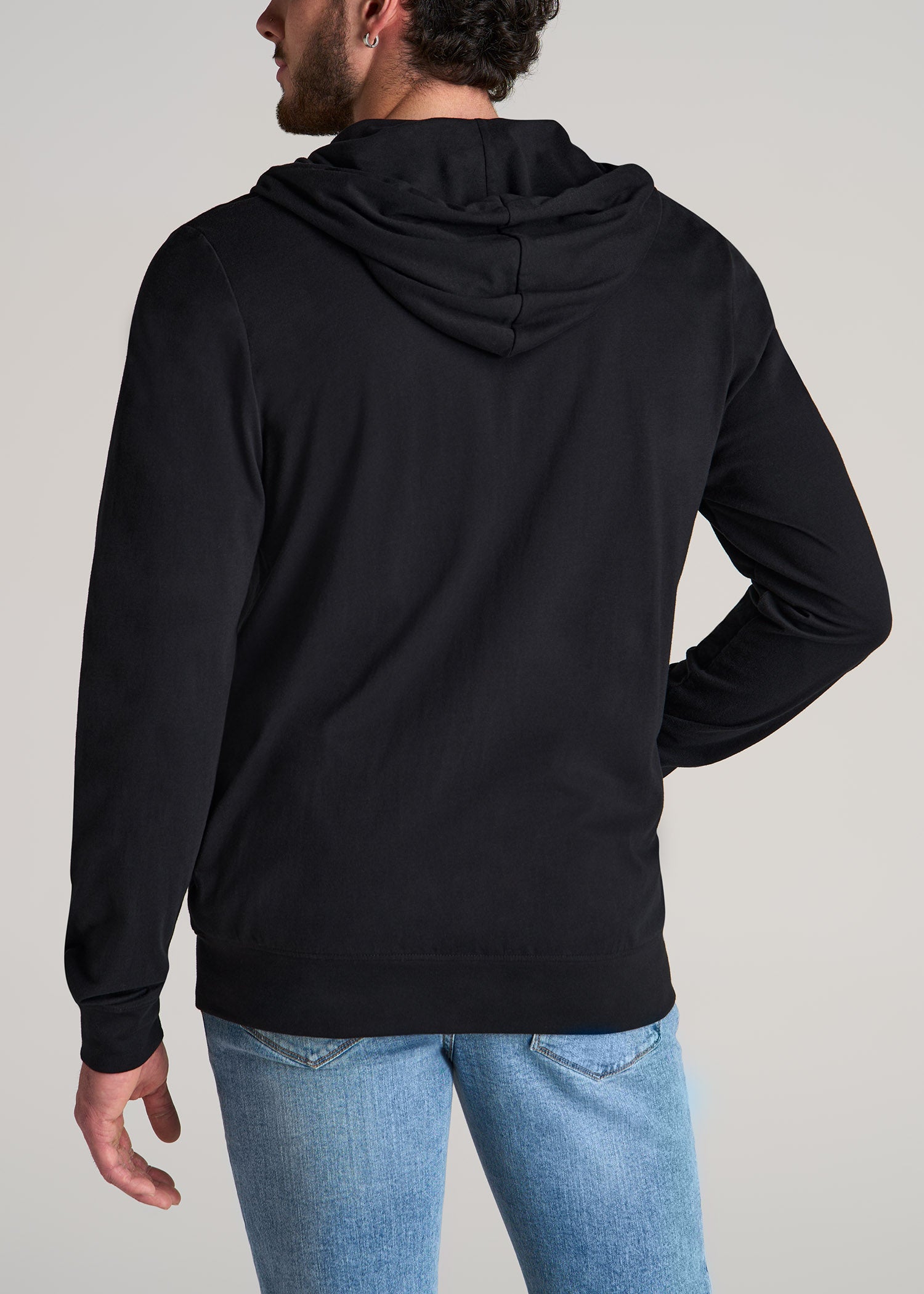 American-Tall-Men-Long-sleeve-Jersey-Full-Zip-Hoodie-Black-back