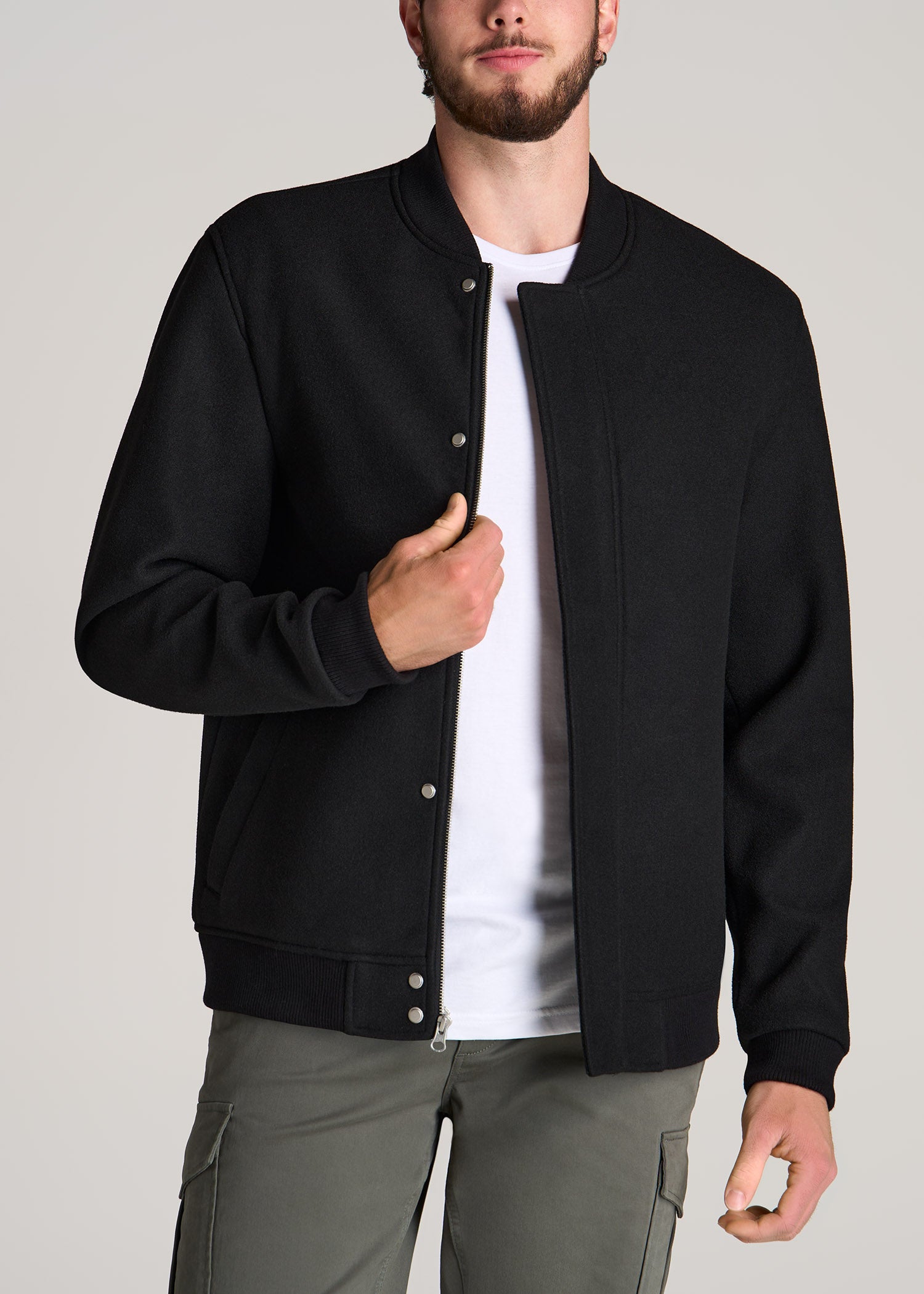 American-Tall-Men-Melton-Varsity-Jacket-Black-front