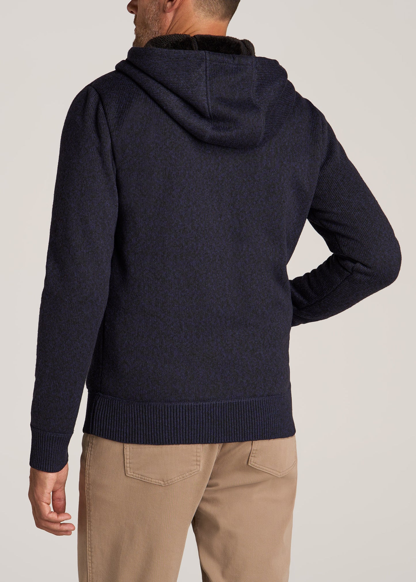 Hooded Sherpa Sweater for Tall Men in Patriot Blue