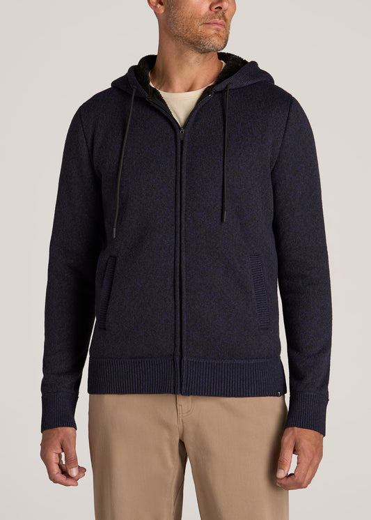 Hooded Sherpa Sweater for Tall Men in Patriot Blue