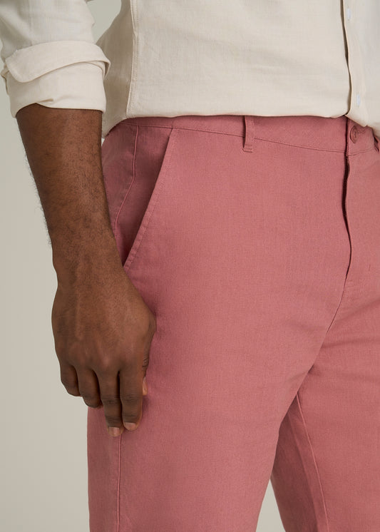 Linen Shorts For Tall Men in Withered Rose