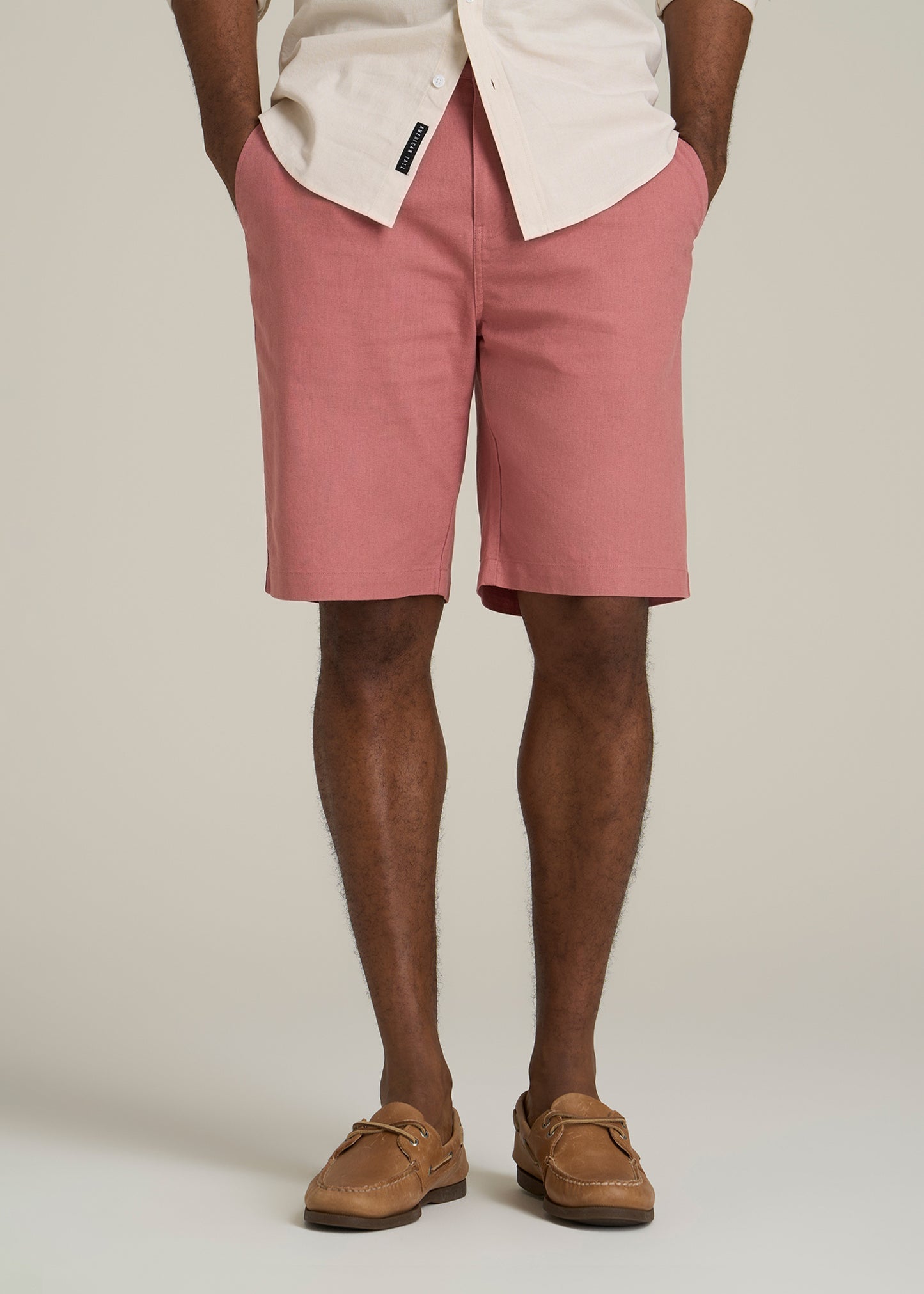 Linen Shorts For Tall Men in Withered Rose