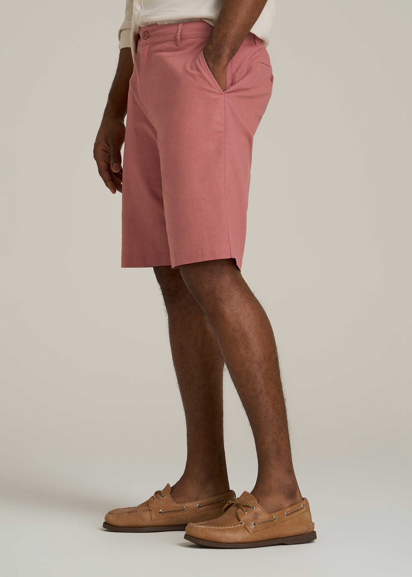 Linen Shorts For Tall Men in Withered Rose