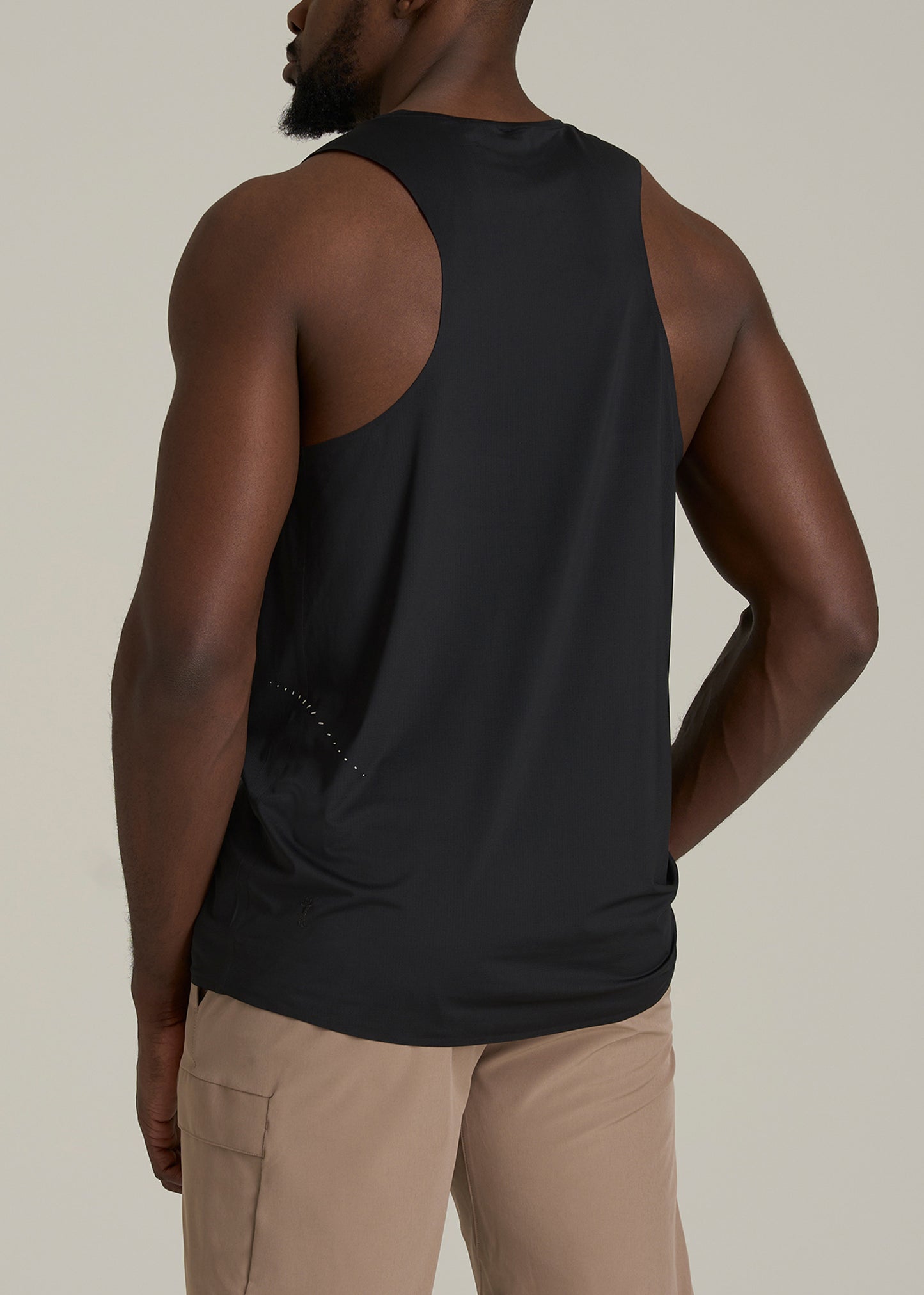 Perforated Training Singlet for Tall Men in Black