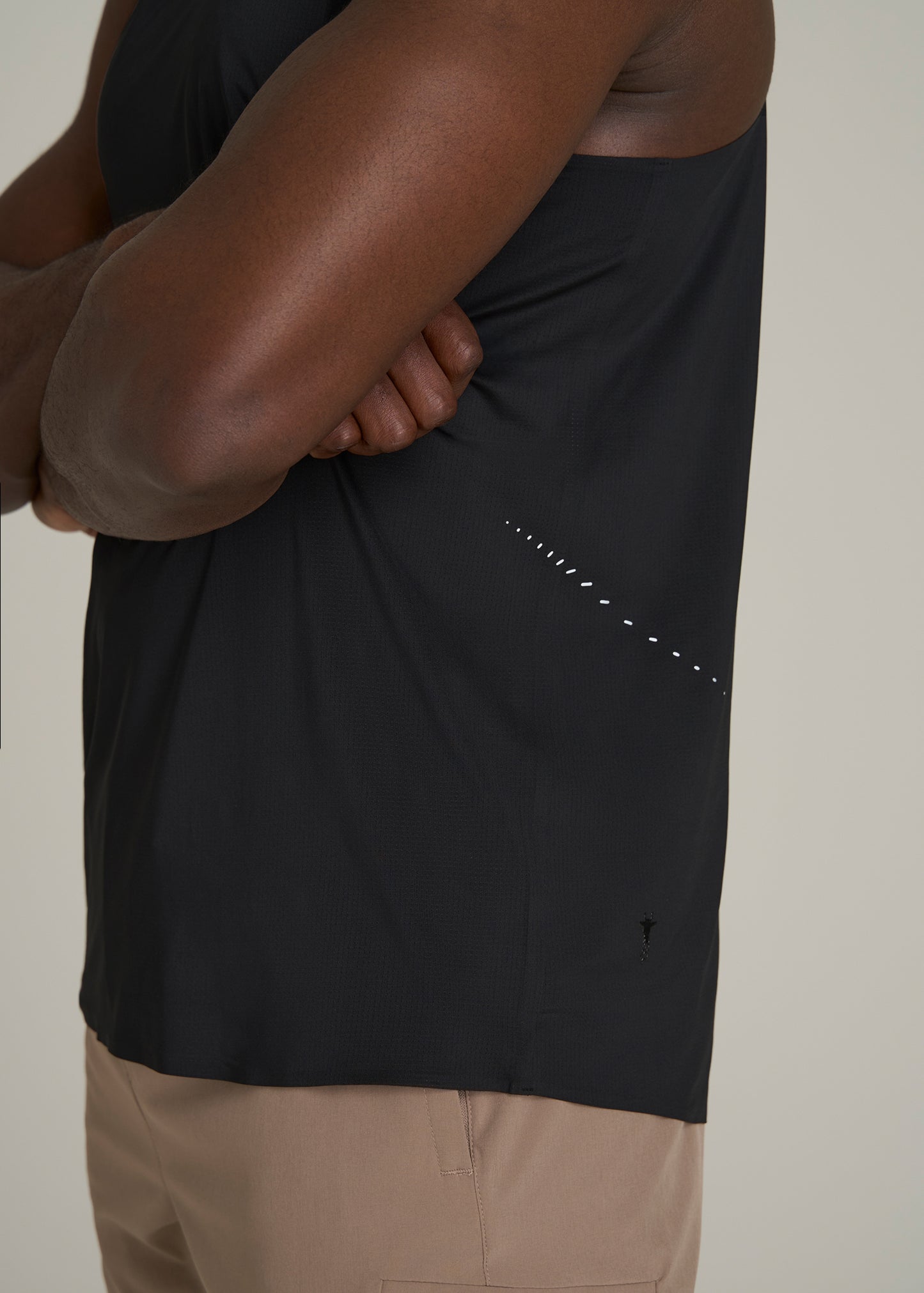 Perforated Training Singlet for Tall Men in Black