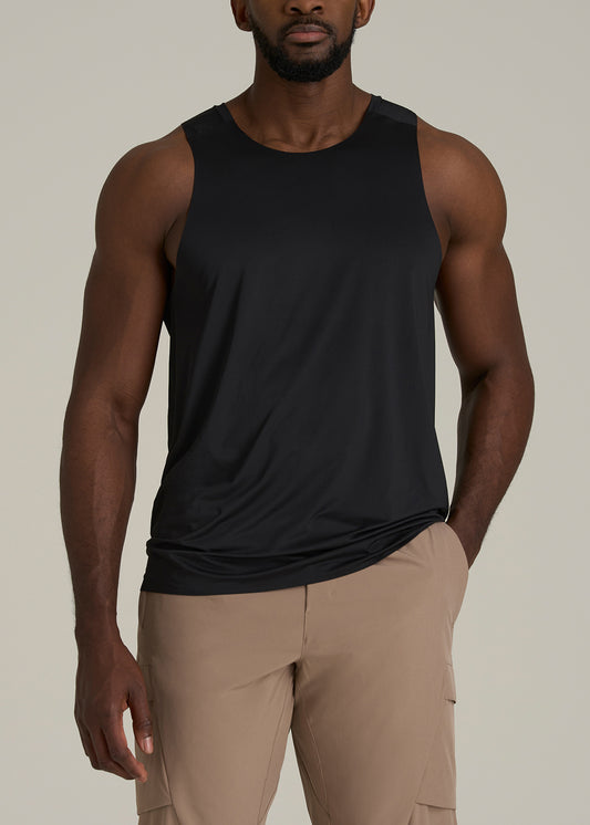 Perforated Training Singlet for Tall Men in Black