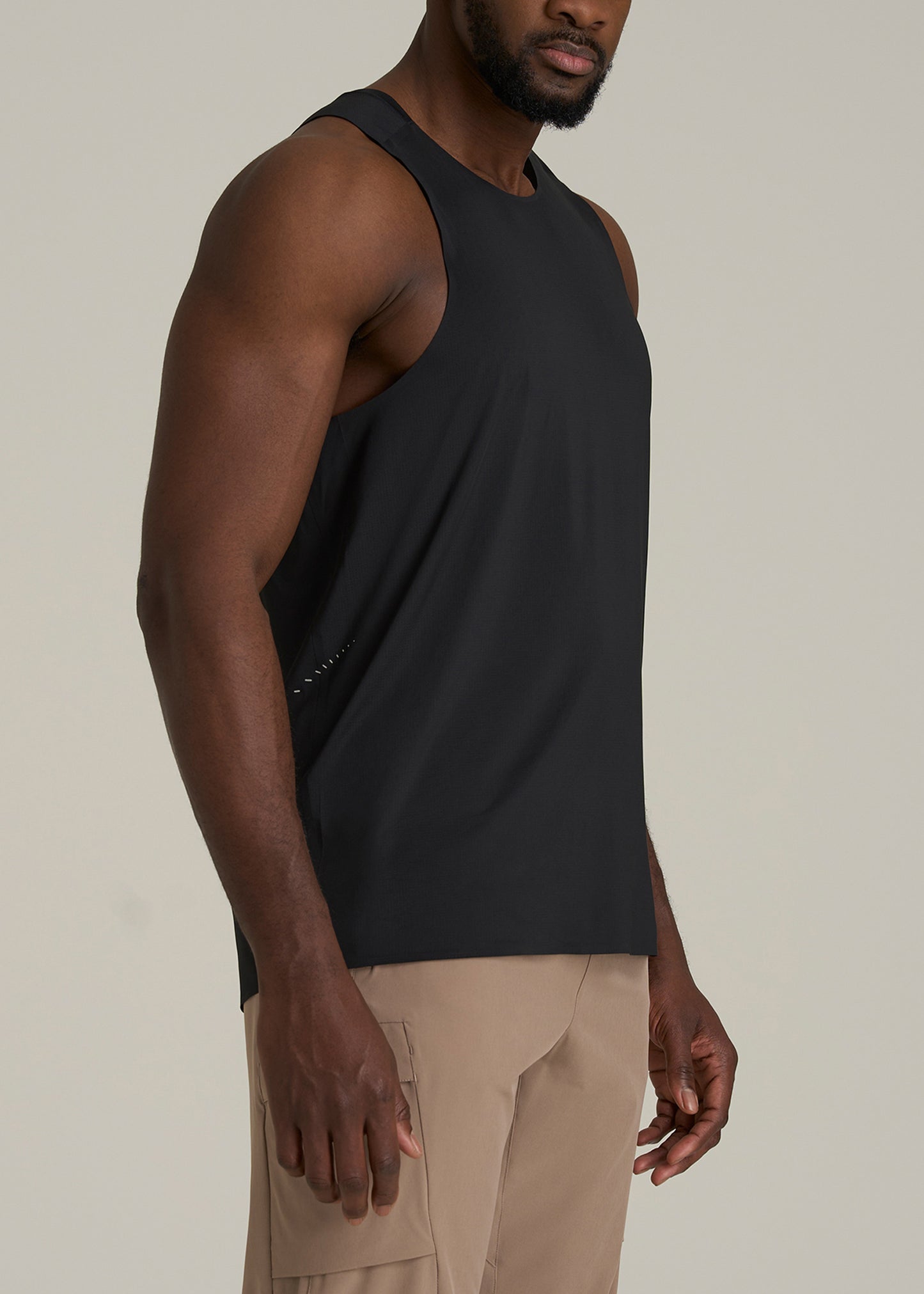 Perforated Training Singlet for Tall Men in Black