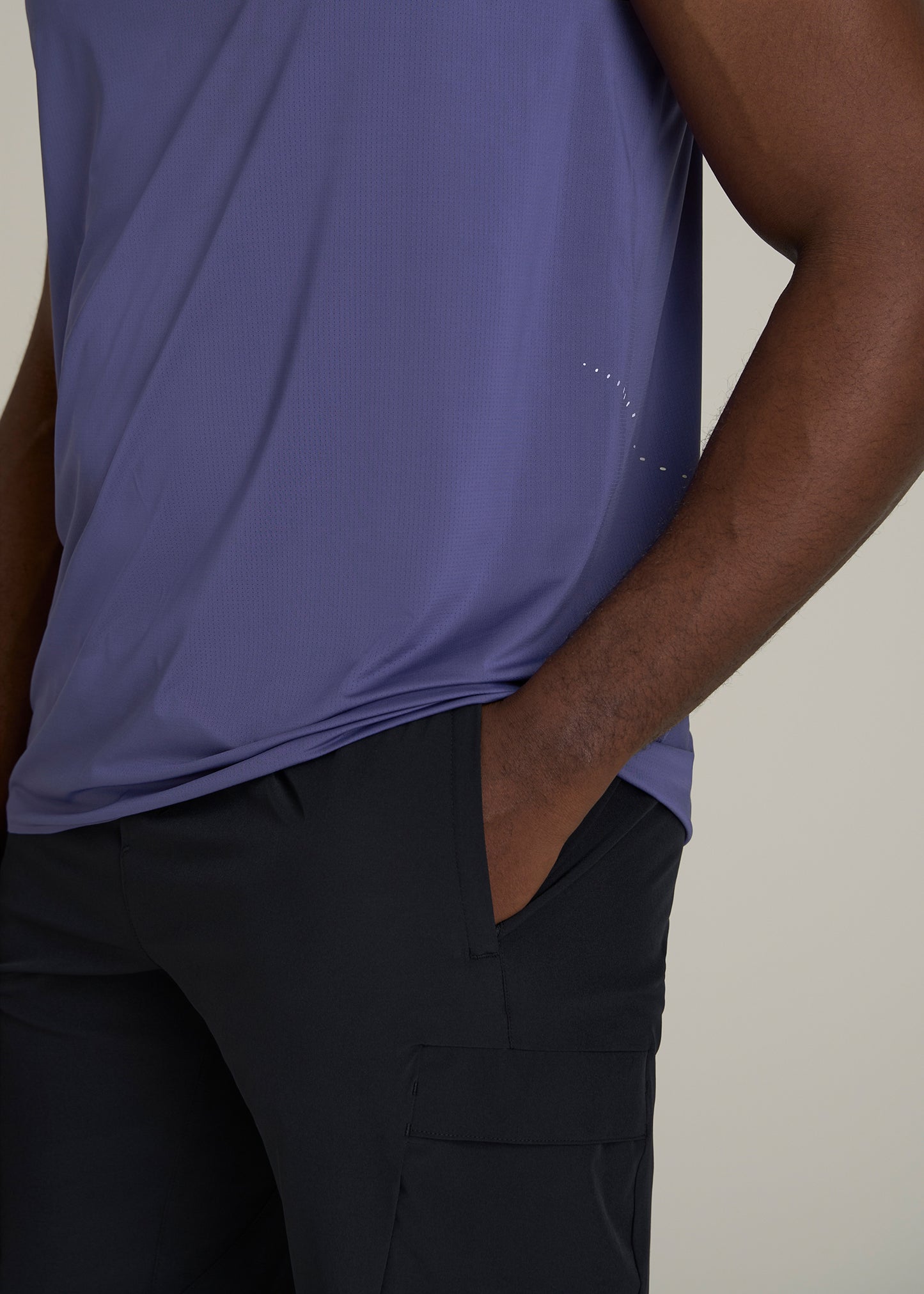 Perforated Training Singlet for Tall Men in Future Dusk