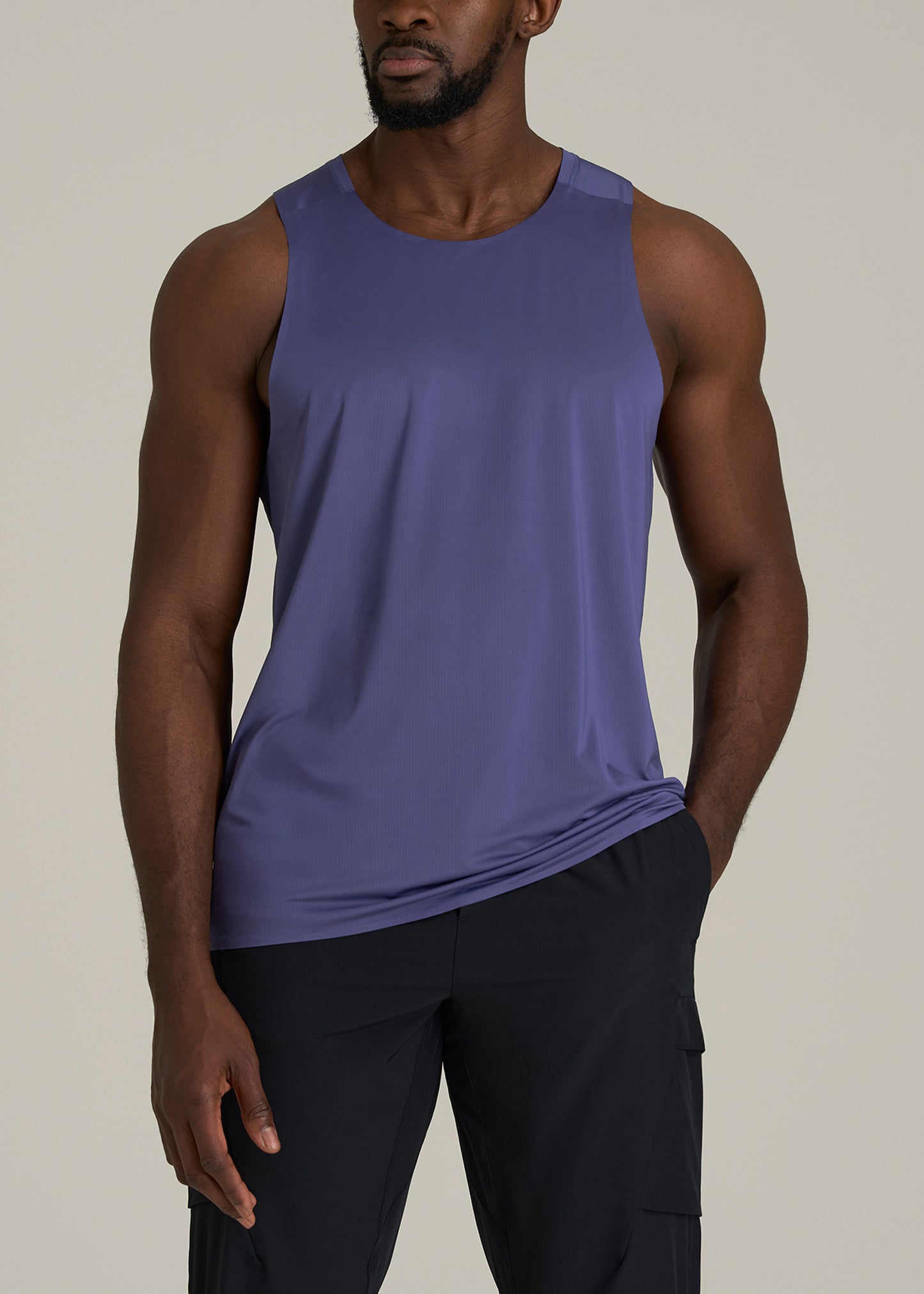 Perforated Training Singlet for Tall Men in Future Dusk