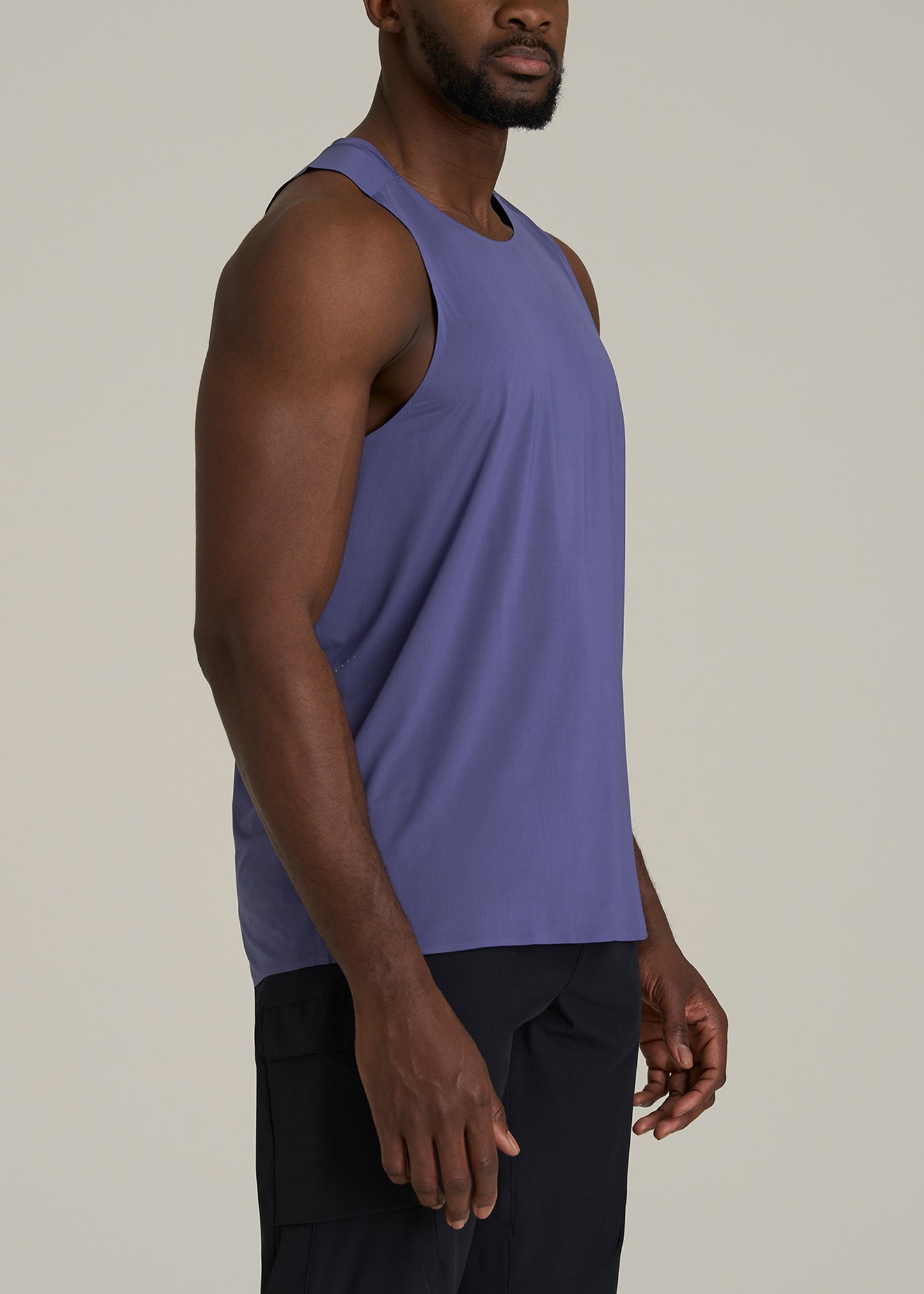 Perforated Training Singlet for Tall Men in Future Dusk