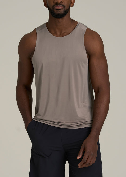 Perforated Training Singlet for Tall Men in Portobello