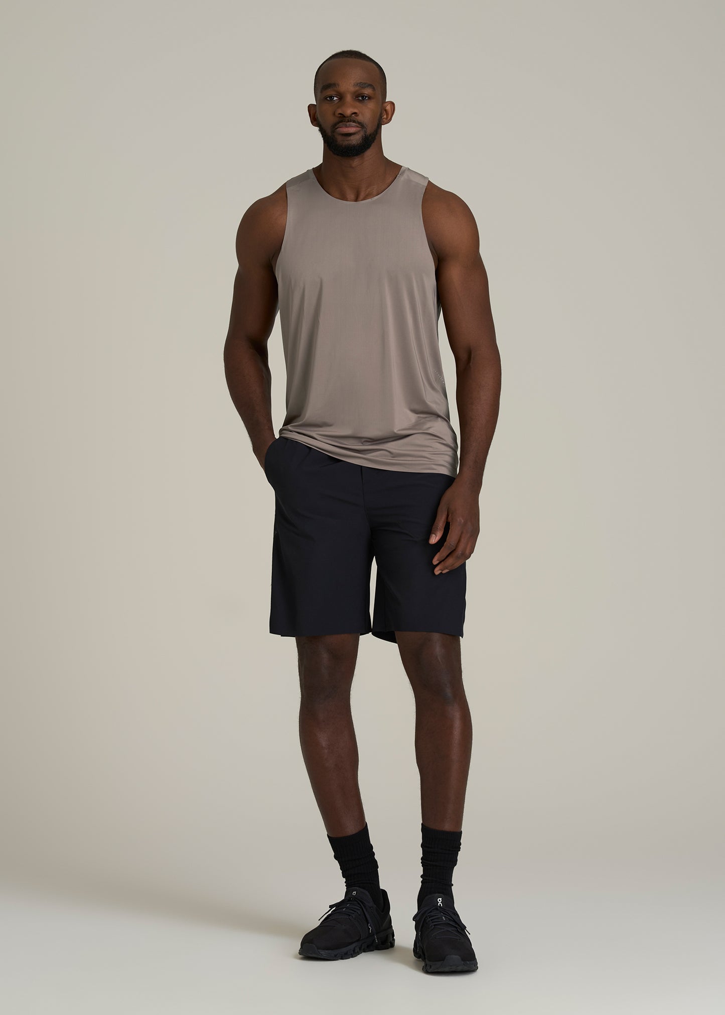 Perforated Training Singlet for Tall Men in Portobello