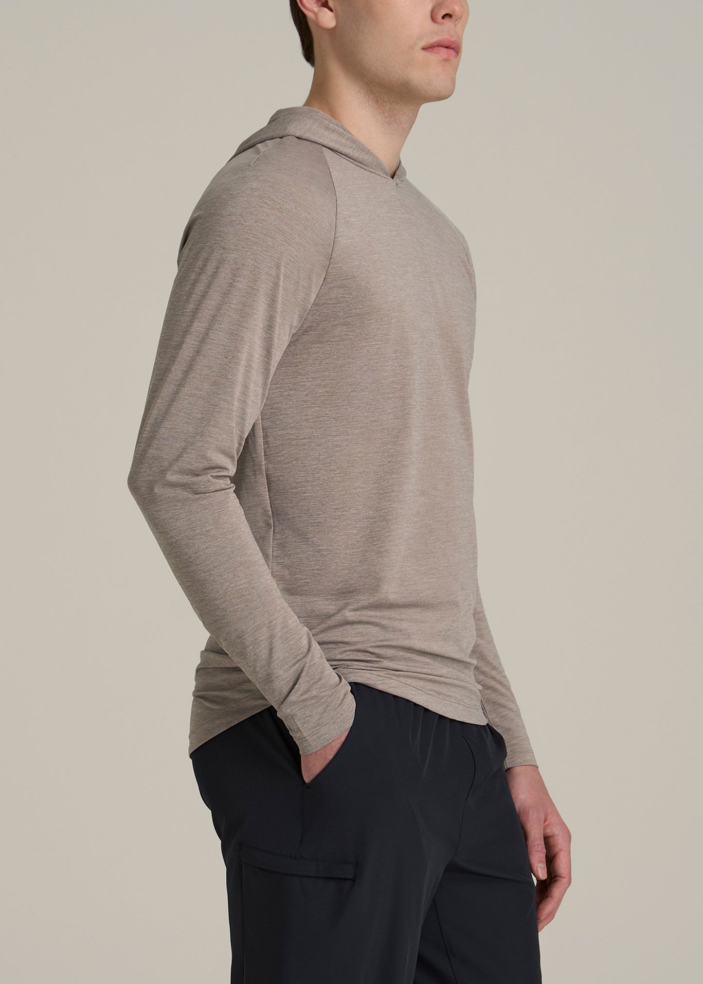 Men's A.T. Performance Training Tall Hoodie in Dark Sand Space Dye