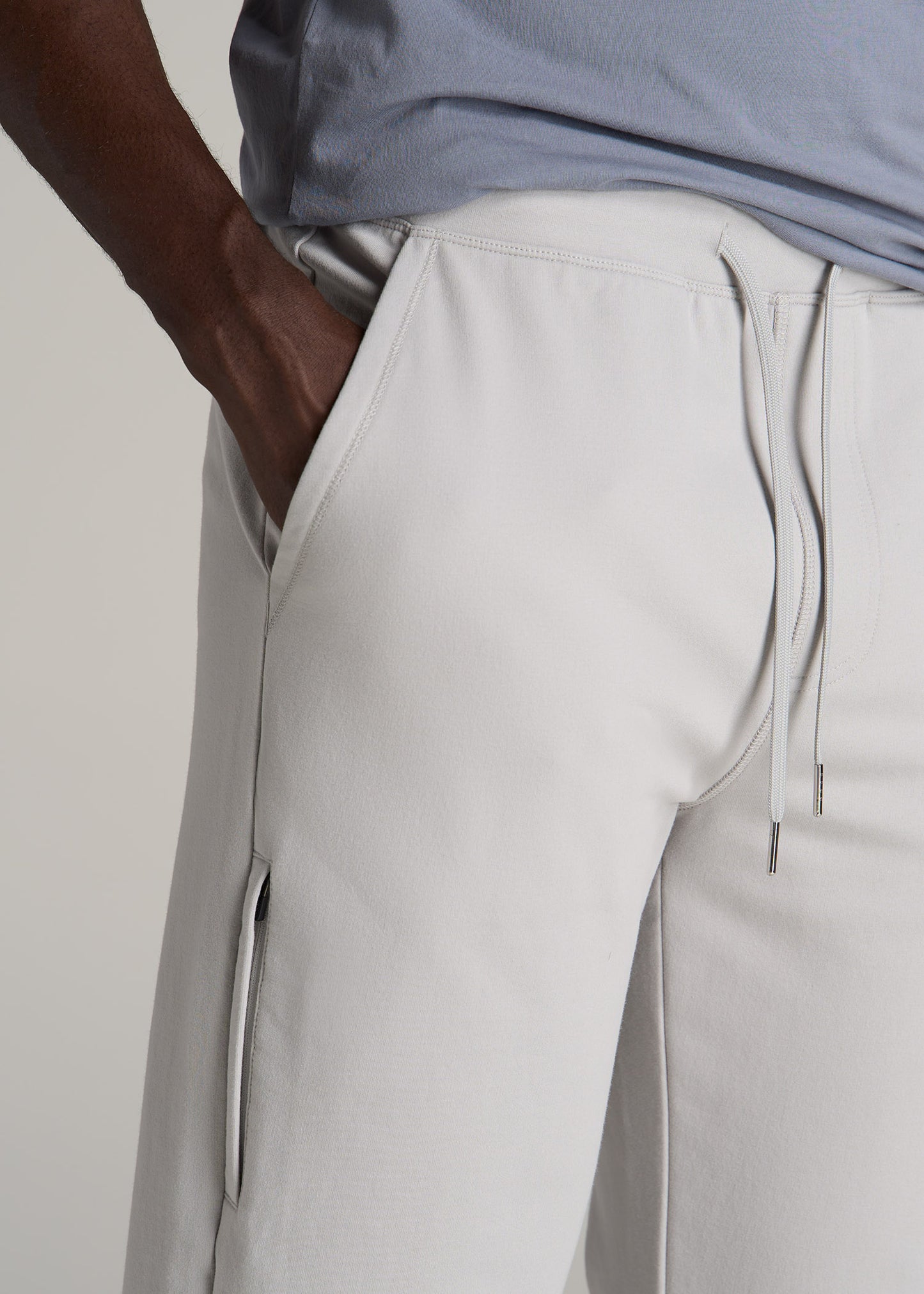 Microsanded French Terry Sweatpants For Tall Men in Light Grey