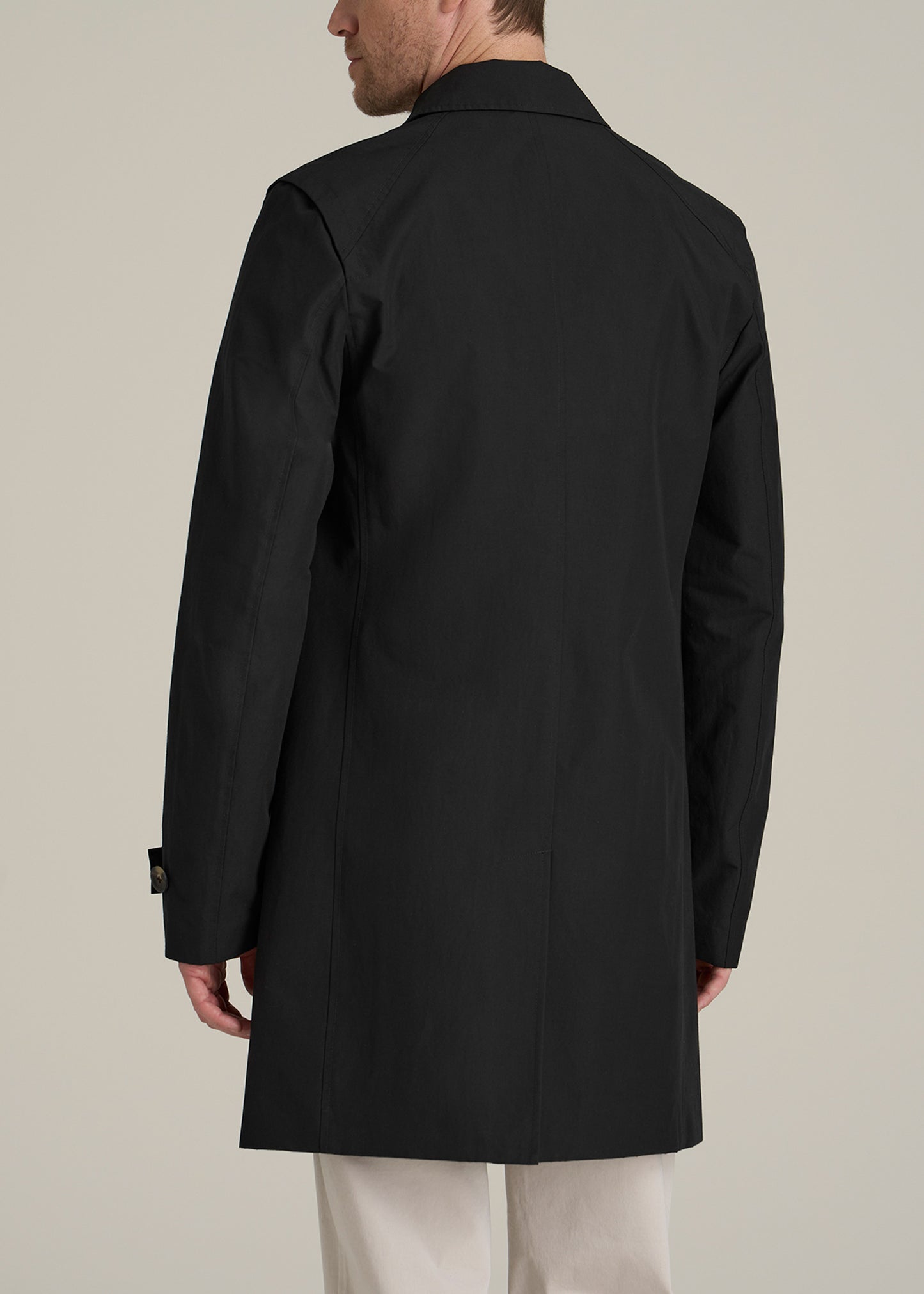 Minimalist Trench Coat for Tall Men in Black