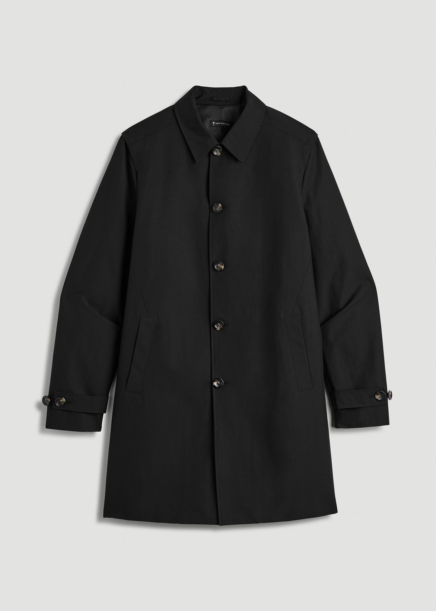 Minimalist Trench Coat for Tall Men in Black