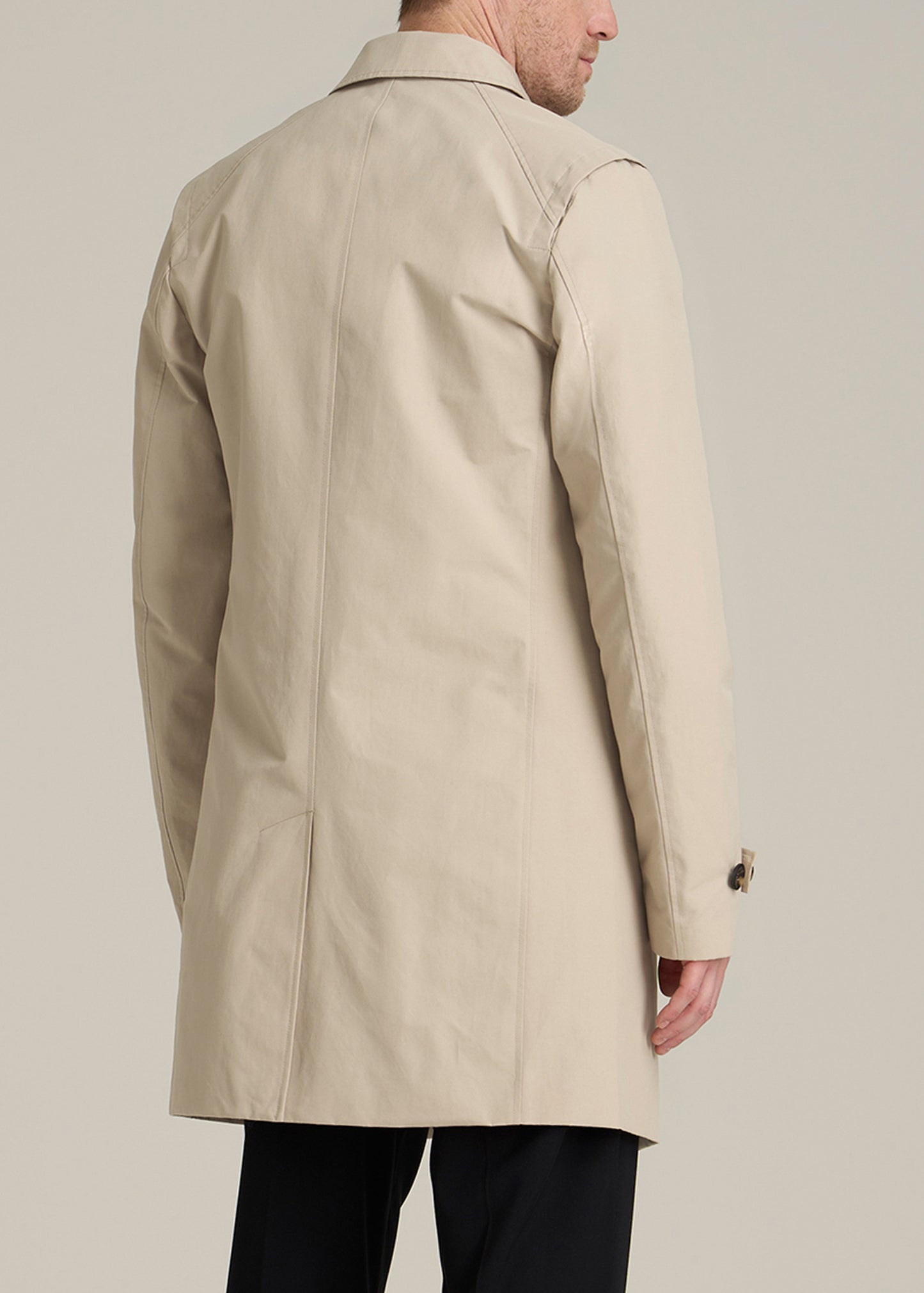 Minimalist Trench Coat for Tall Men in Light Khaki