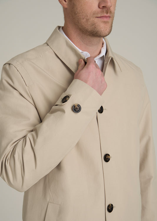 Minimalist Trench Coat for Tall Men in Light Khaki