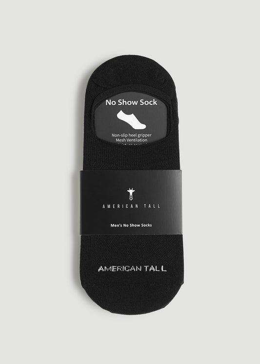 No Show Socks for Tall Men 3-Pack in Black