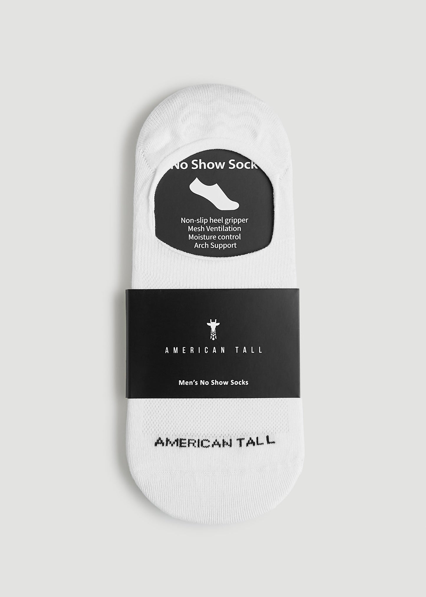 No Show Socks for Tall Men 3-Pack in White