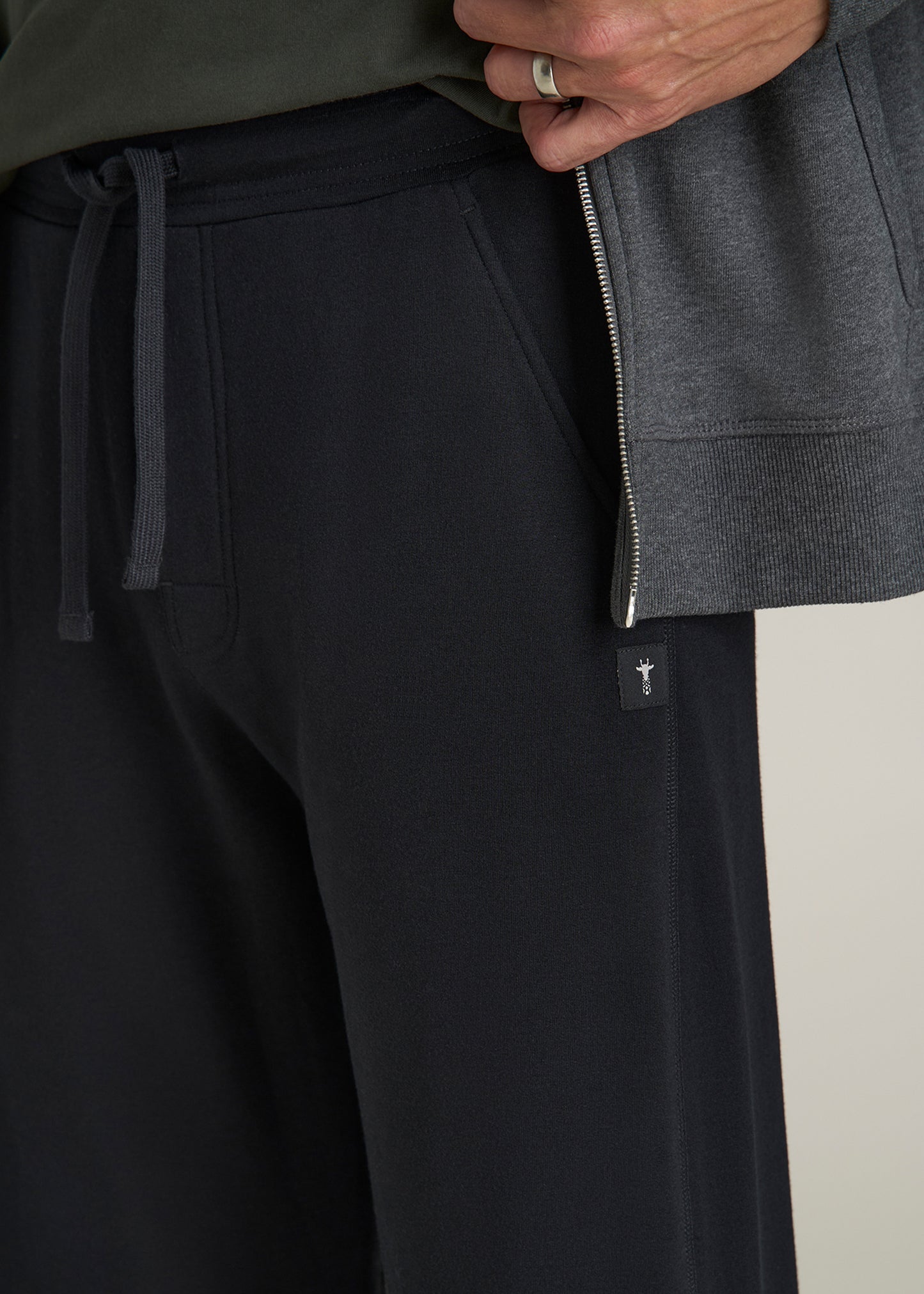 Open-Bottom Tall Men's Pajama Pants in Black