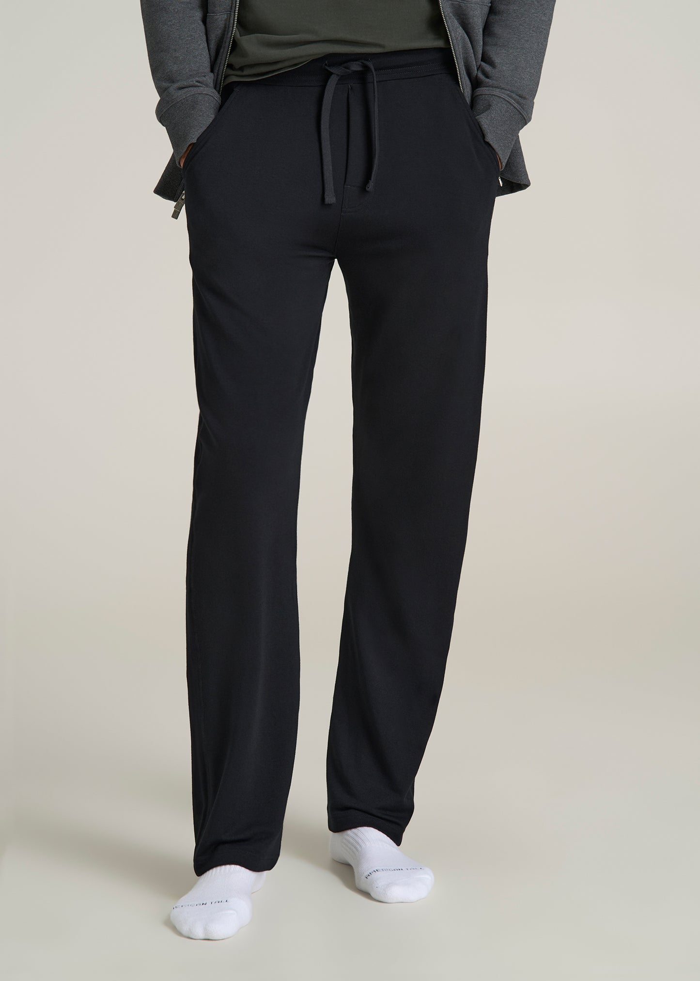 Open-Bottom Tall Men's Pajama Pants in Black