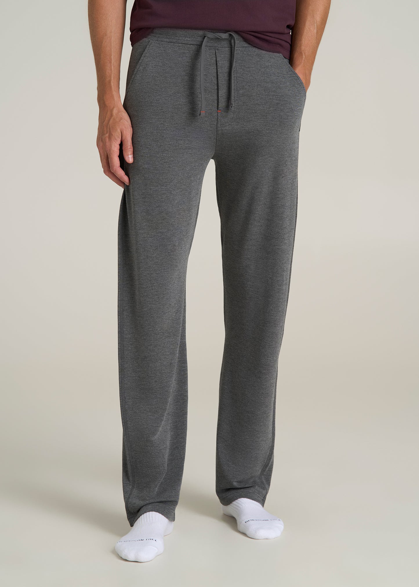 Open-Bottom Tall Men's Pajama Pants in Charcoal Mix