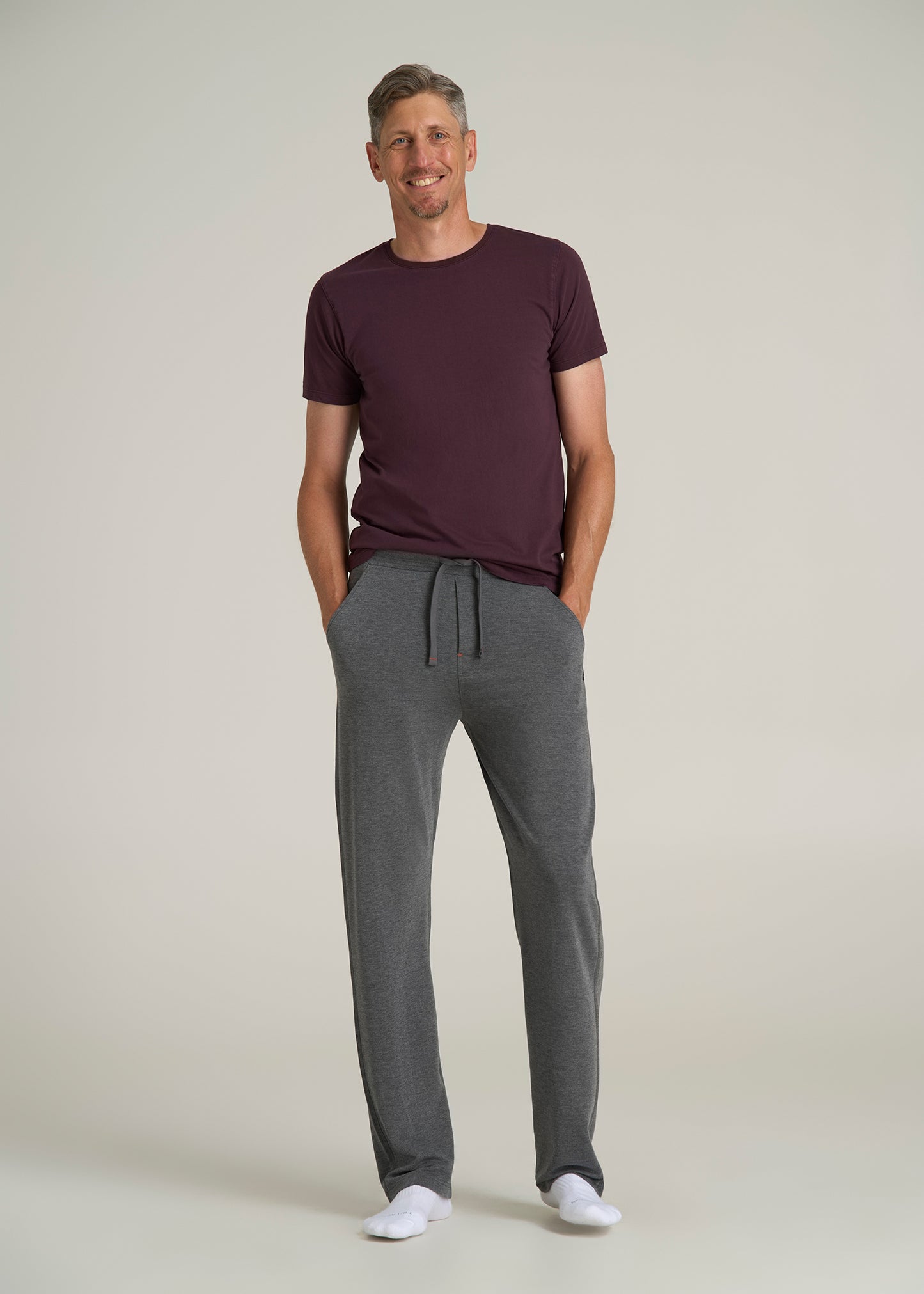 Open-Bottom Tall Men's Pajama Pants in Charcoal Mix