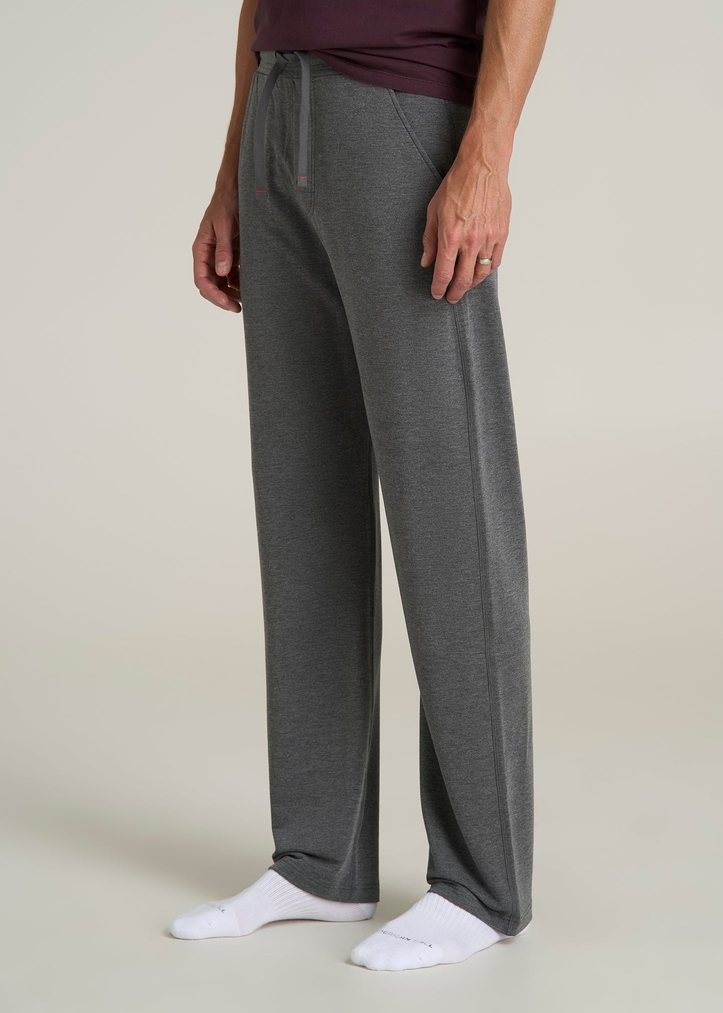 Open-Bottom Tall Men's Pajama Pants in Charcoal Mix