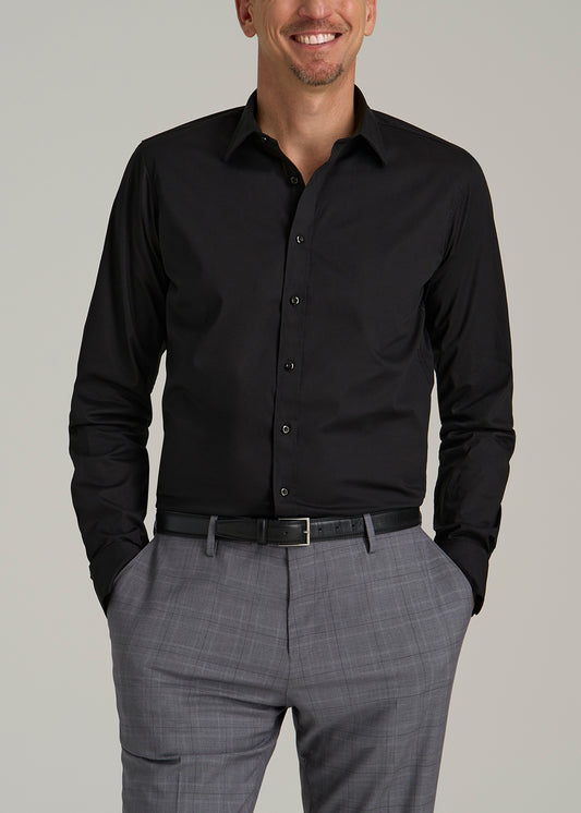 Oskar Button-Up Dress Shirt for Tall Men in Black