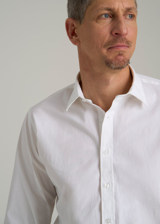 Oskar Button-Up Dress Shirt for Tall Men in Bright White