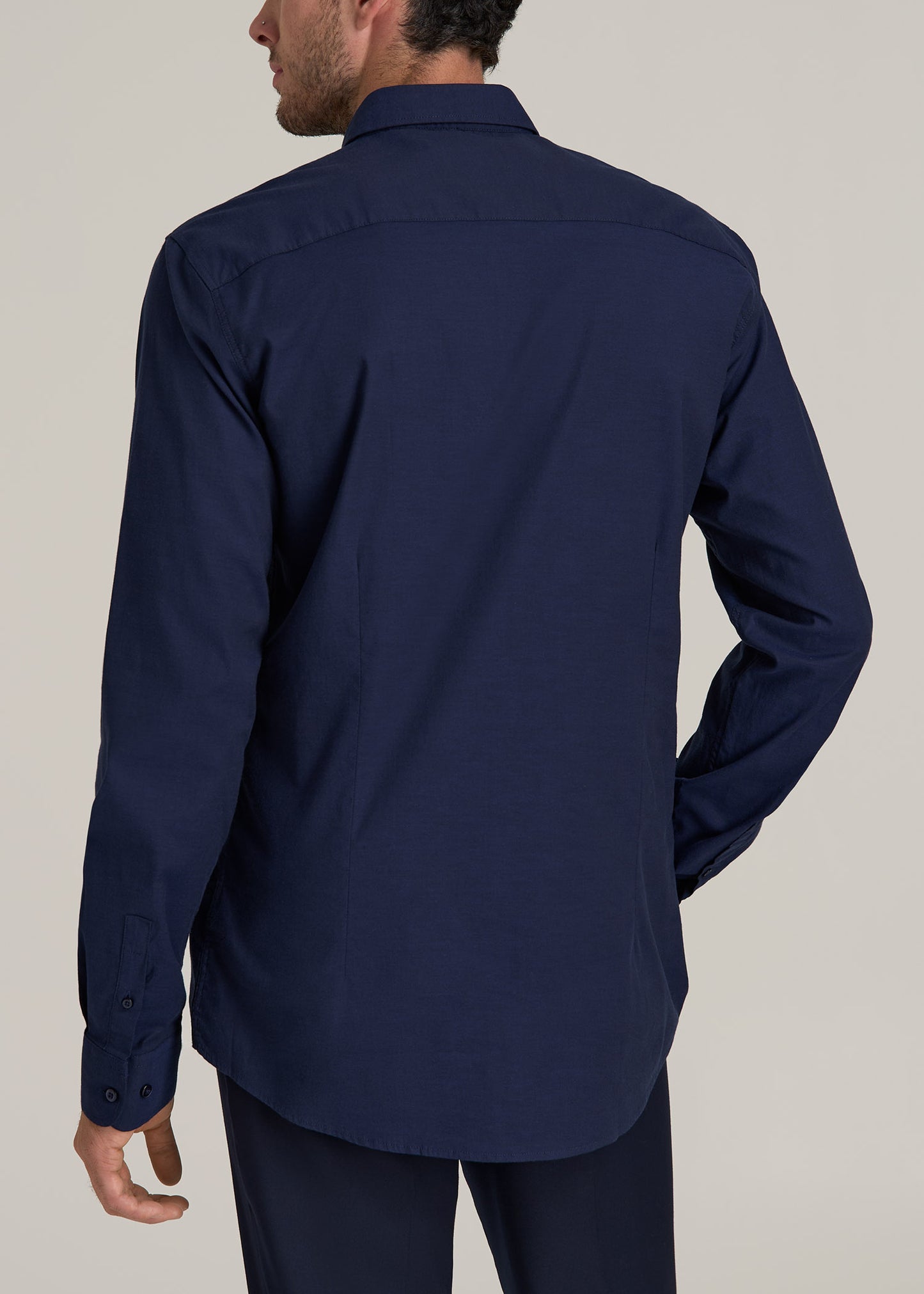 Oskar Button-Up Dress Shirt for Tall Men in Deep Blue Mix