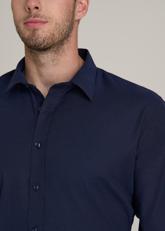 Oskar Button-Up Dress Shirt for Tall Men in Deep Blue Mix