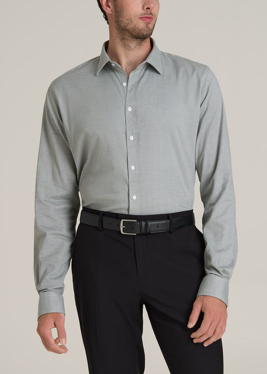 Oskar Button-Up Dress Shirt for Tall Men in Light Green Dobby