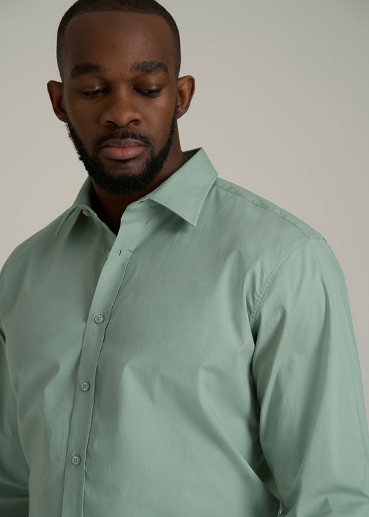 Oskar Button-Up Dress Shirt for Tall Men in Seagrass