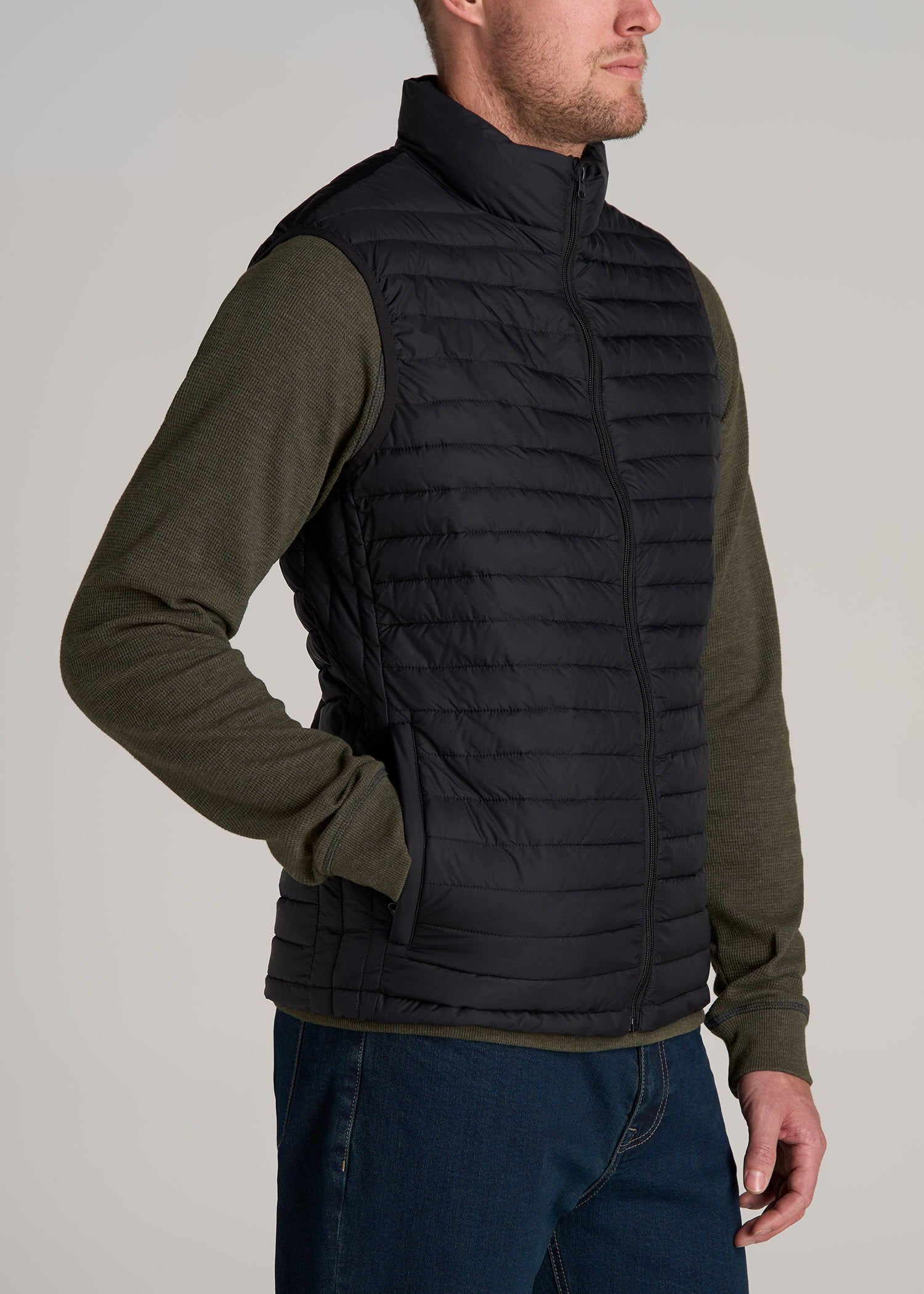 American-Tall-Men-Packable-Puffer-Vest-Black-side