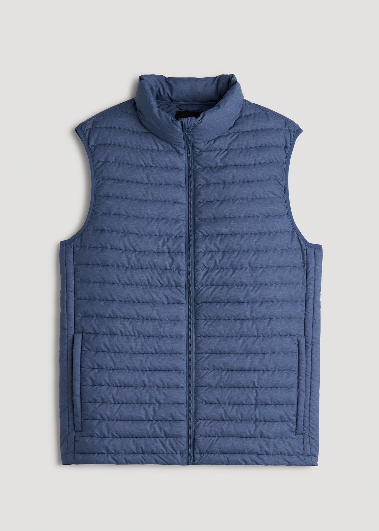 Tall Men's Packable Puffer Vest in Steel Blue