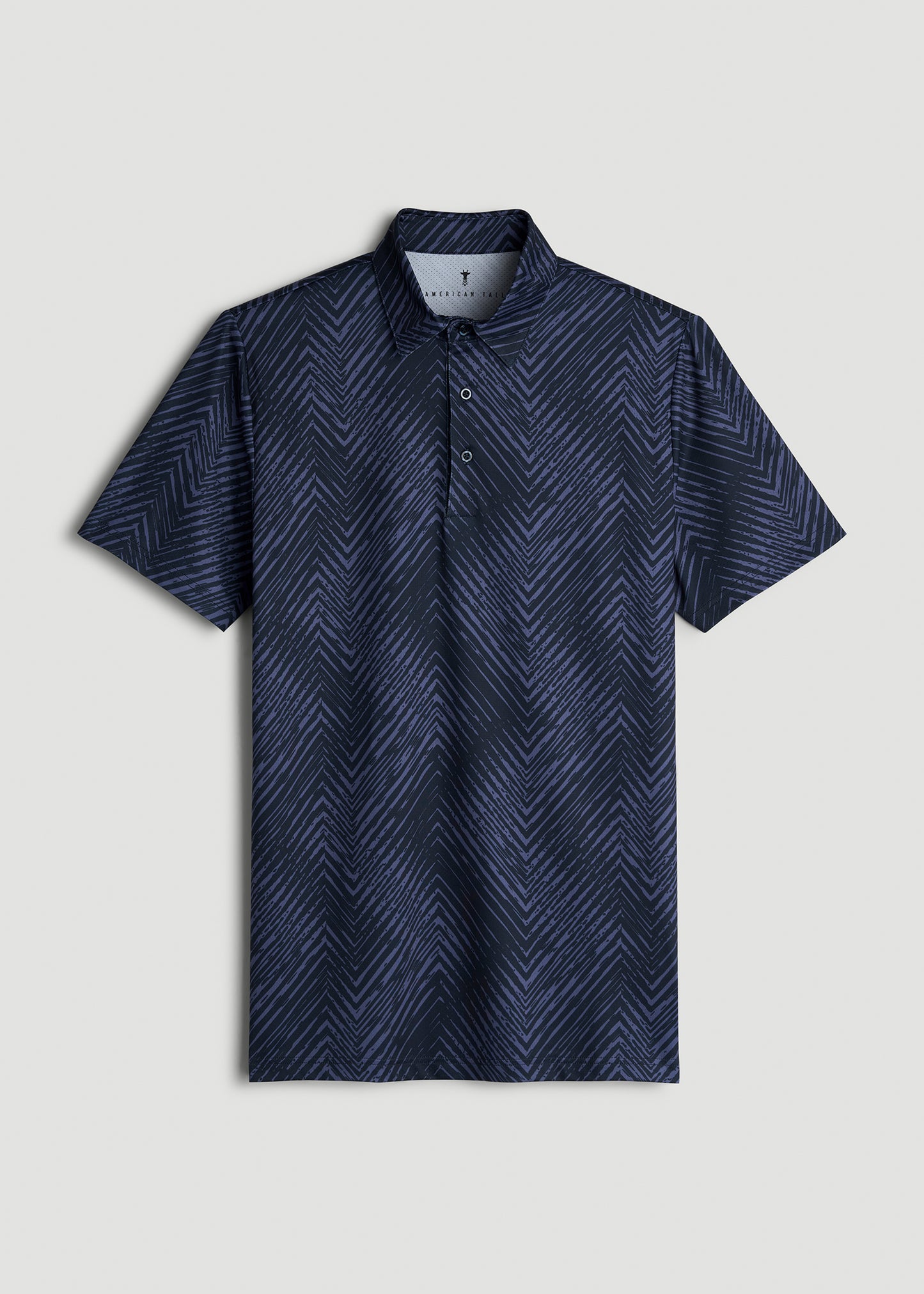 Golf Performance Print Tall Men's Polo Shirt in Future Dusk Chevron