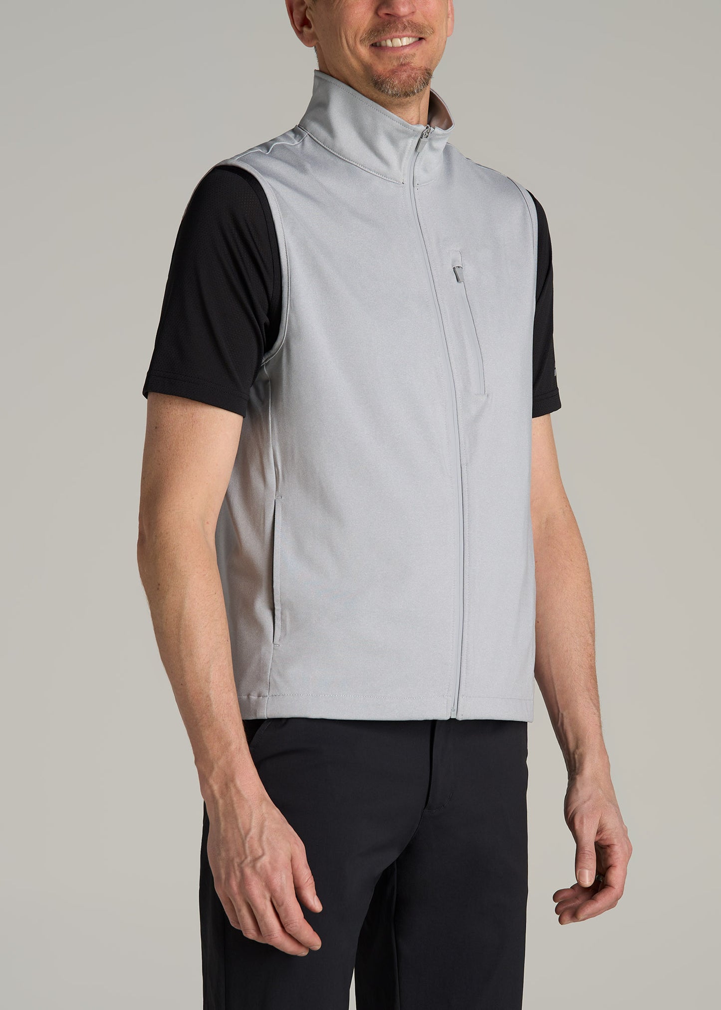 Performance Vest for Tall Men in Light Grey Mix