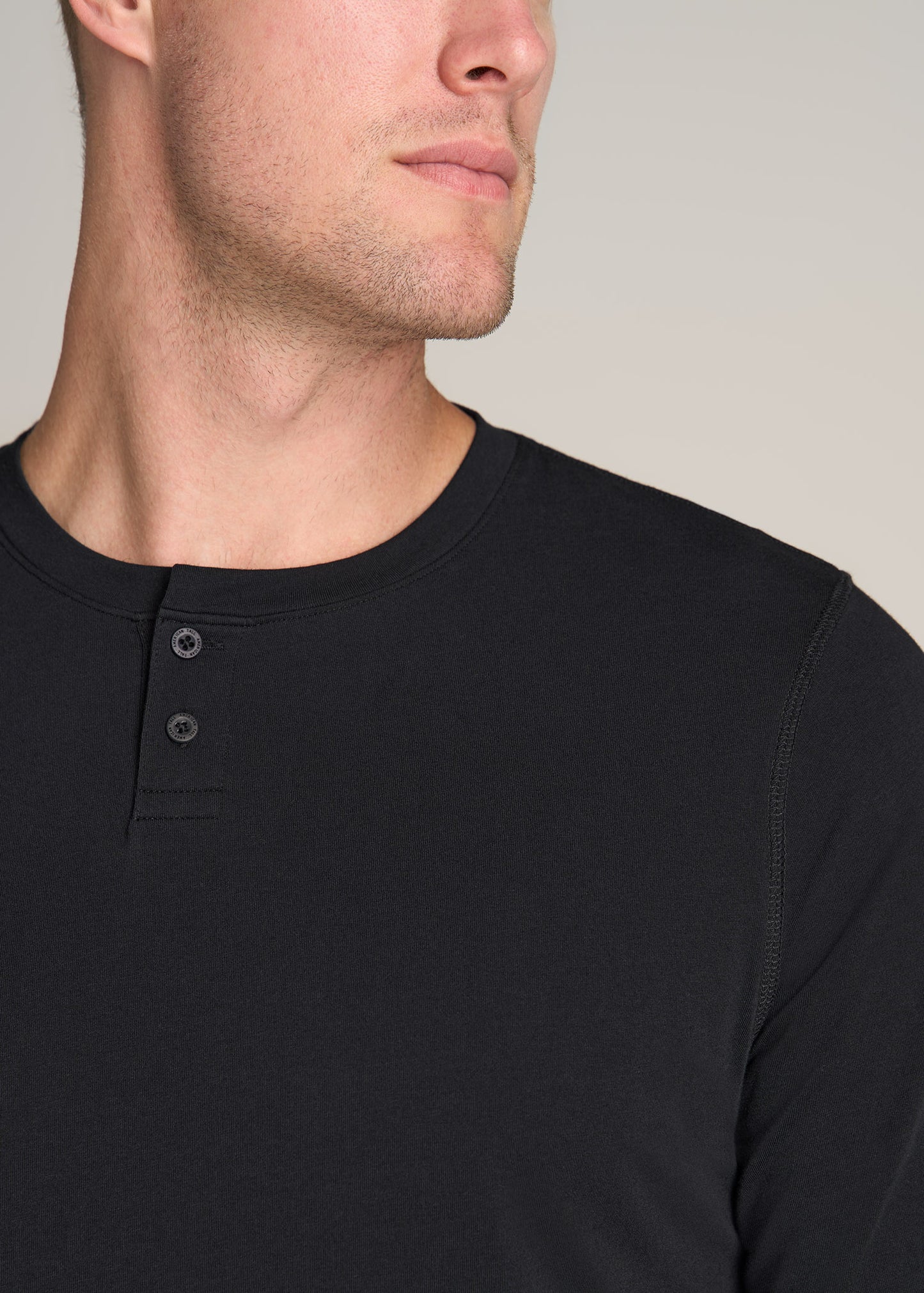 American-Tall-Men-Pima-Stretch-Knit-Henley-Black-detail