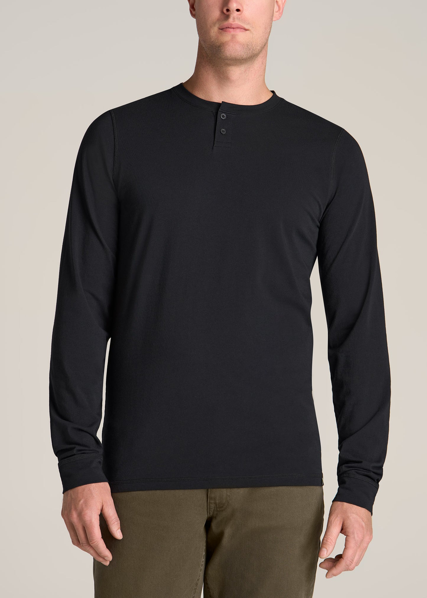 American-Tall-Men-Pima-Stretch-Knit-Henley-Black-front