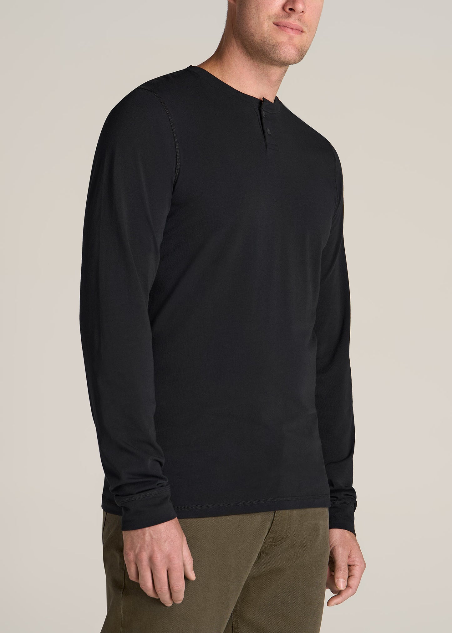 American-Tall-Men-Pima-Stretch-Knit-Henley-Black-side