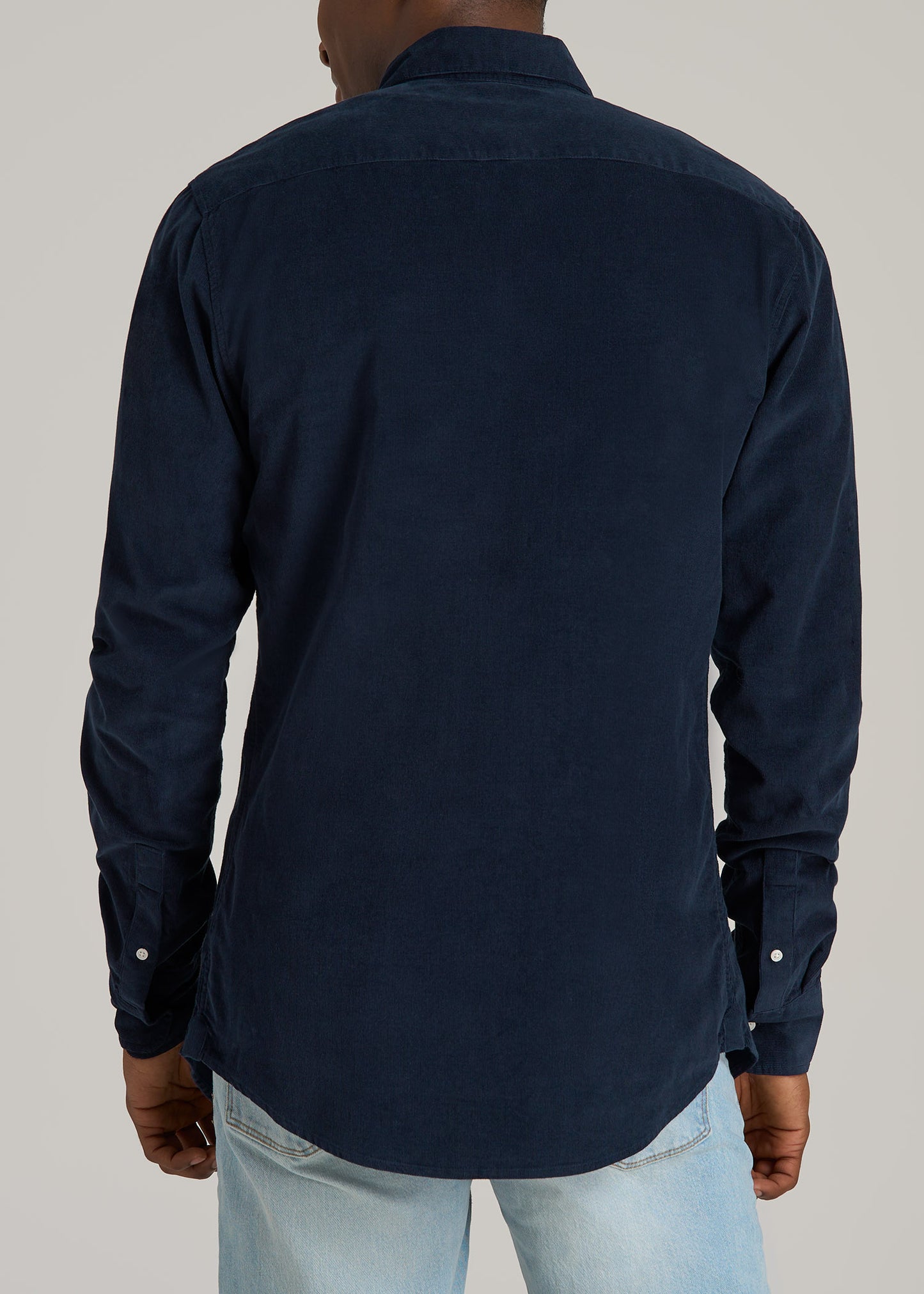 Pincord Button Shirt for Tall Men in Evening Blue