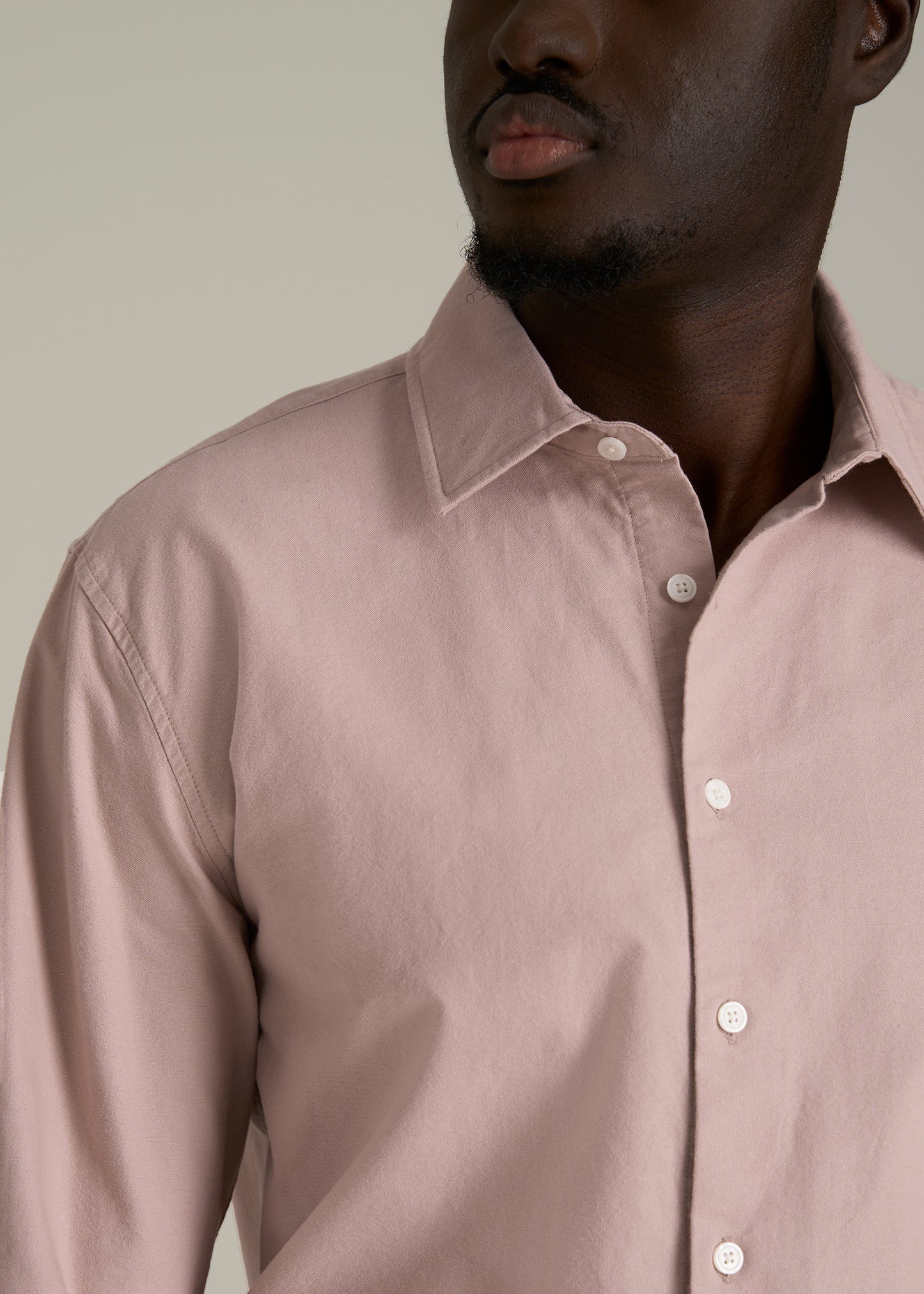 Pinpoint Oxford Shirt for Tall Men in Desert Rose