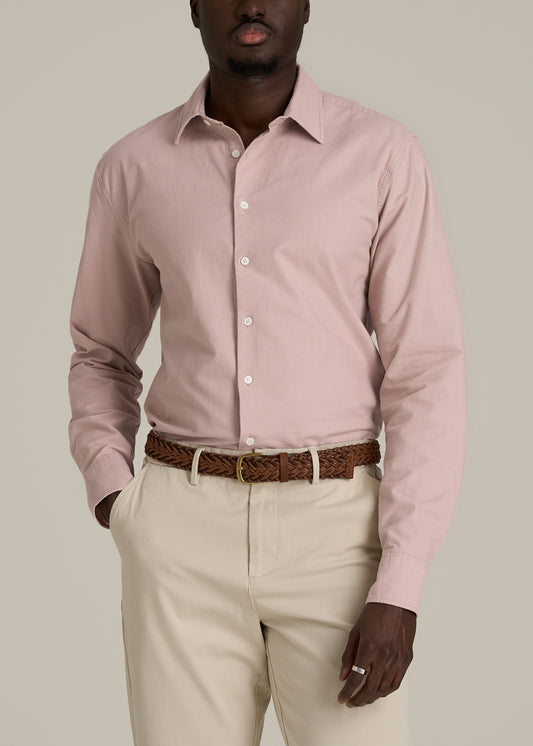 Pinpoint Oxford Shirt for Tall Men in Desert Rose