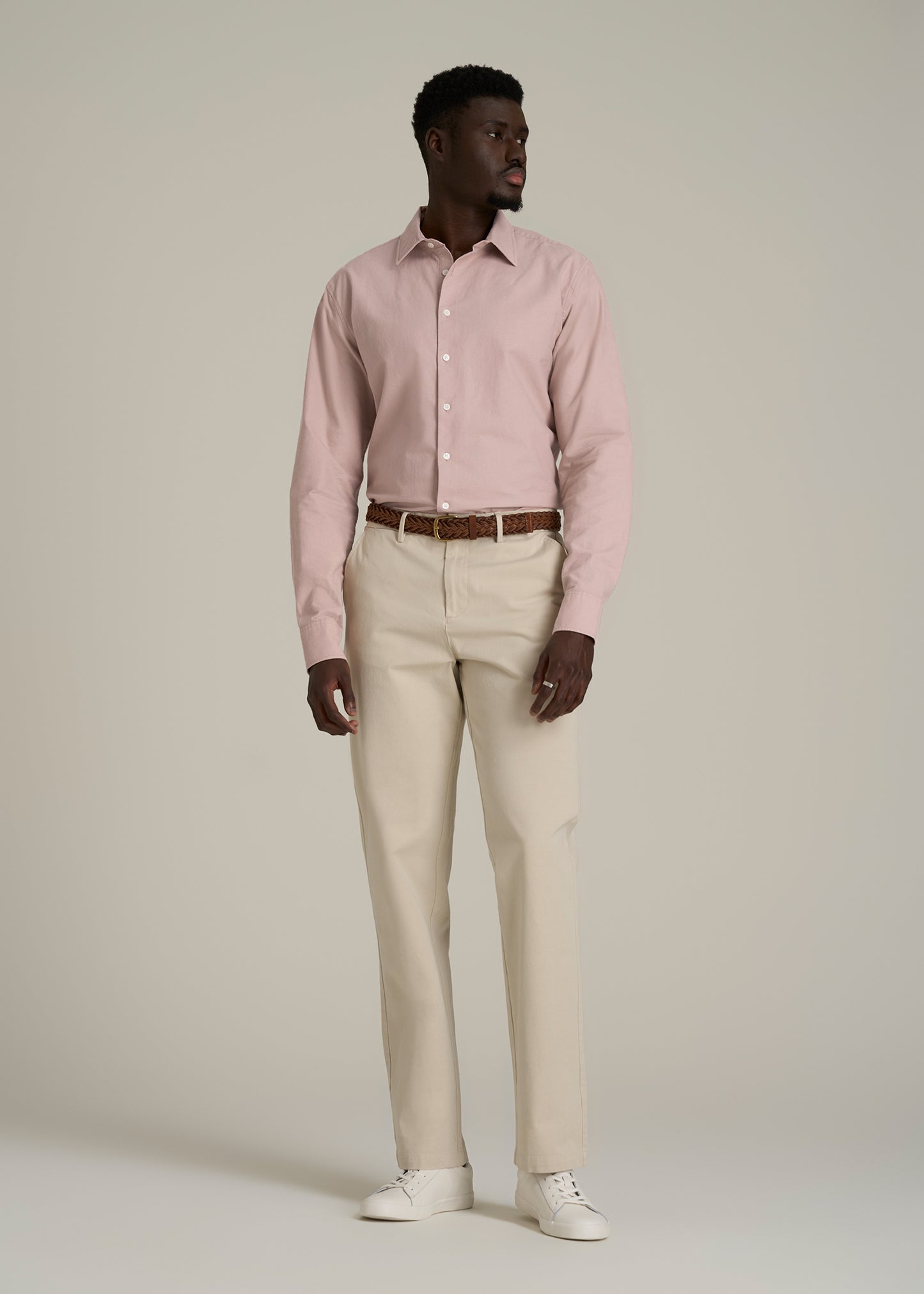 Pinpoint Oxford Shirt for Tall Men in Desert Rose