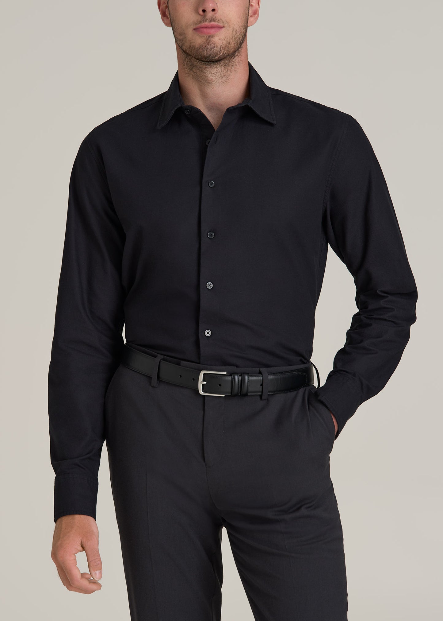 Pinpoint Oxford Shirt for Tall Men in Black